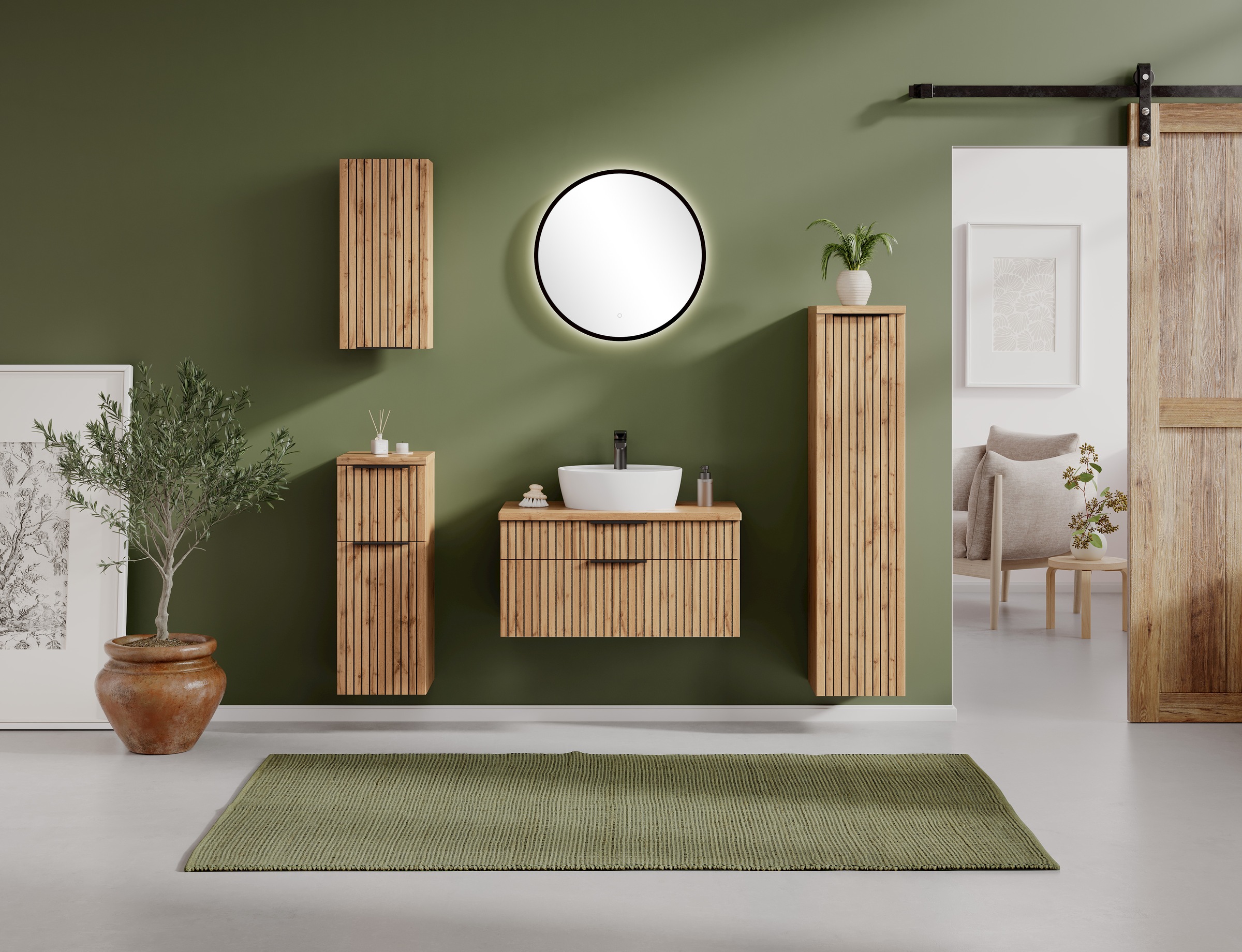 Thumbnail - welltime Badmöbel-Set "Welltime, Carlton Waschtisch-Set, 80 oder 120 cm, gestreift" 2 Stk. tlg.