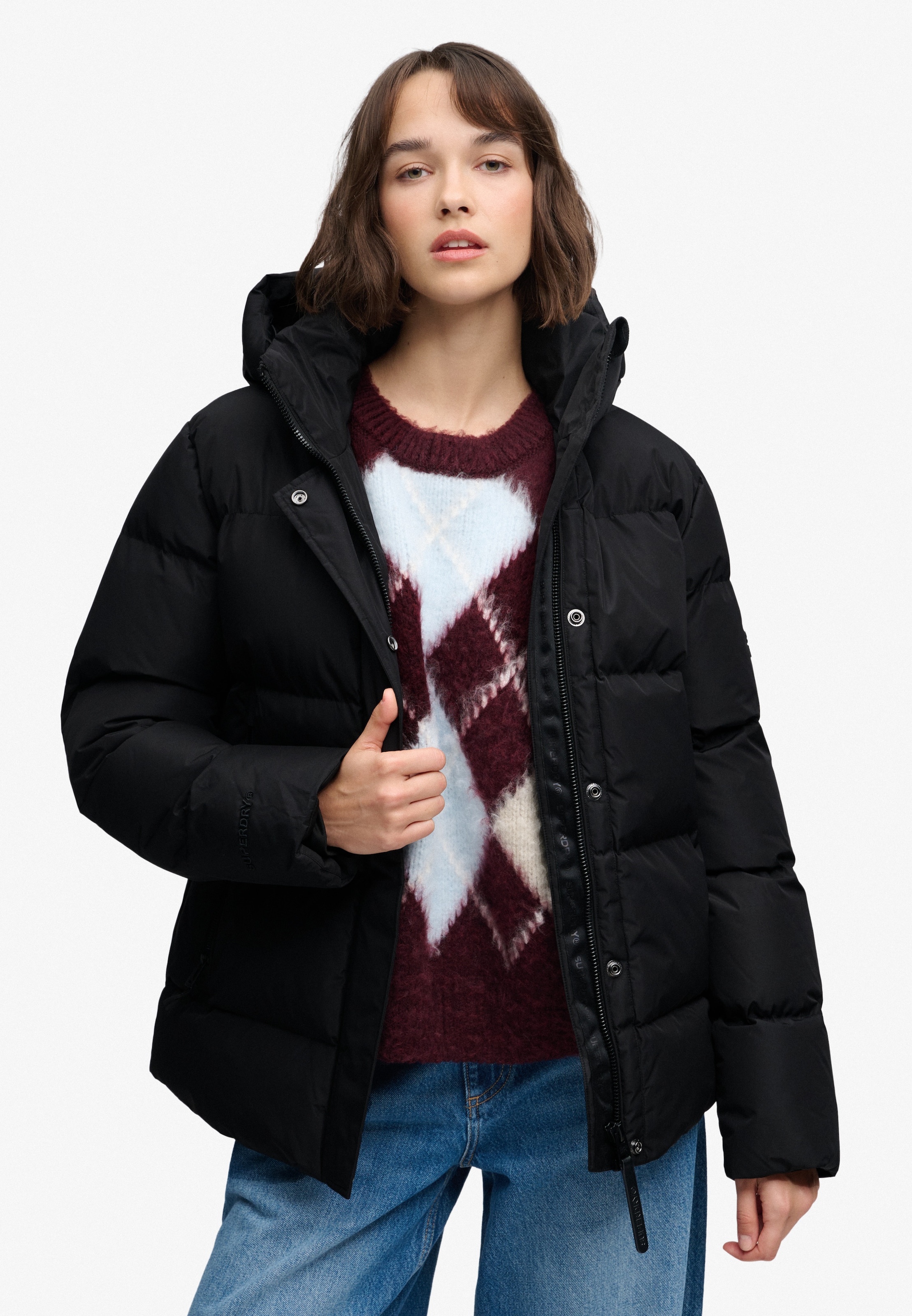 Superdry Steppjacke »HOODED 5 BAFFLE SPORTS PUFFER« mit Kapuze Kunstfaser, relaxed fit