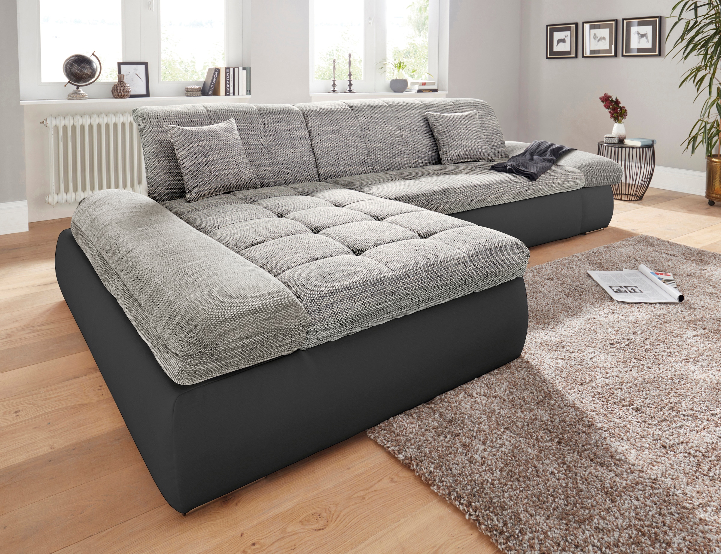 DOMO collection Ecksofa "MORIC Massiv - Belastbar bis 140 kgxSitz, 300x172 cm, XXL-Format" L-Form, Kunstleder SOFTLUX und Struktur