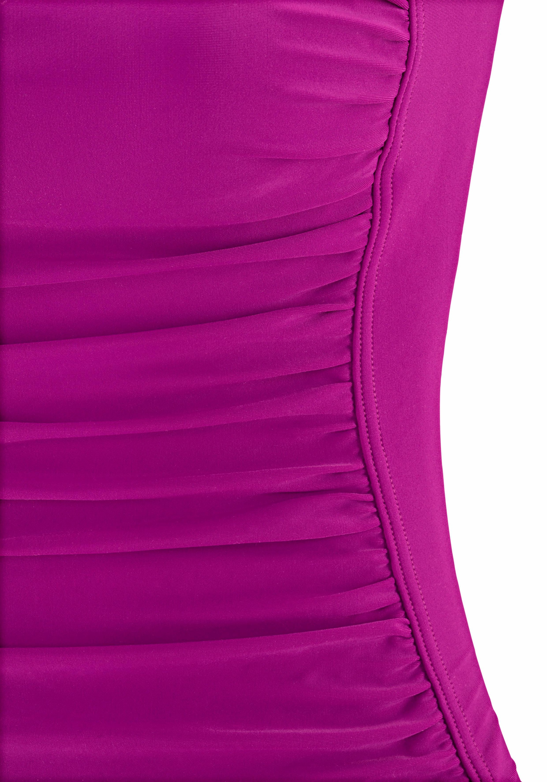 Badeanzug LASCANA, Damen, Gr. 54, Cup B, pink (fuchsia), Polyamid, unifarben, Badeanzüge Badeanzug, mit Raffungen und Shaping-Effekt 3
