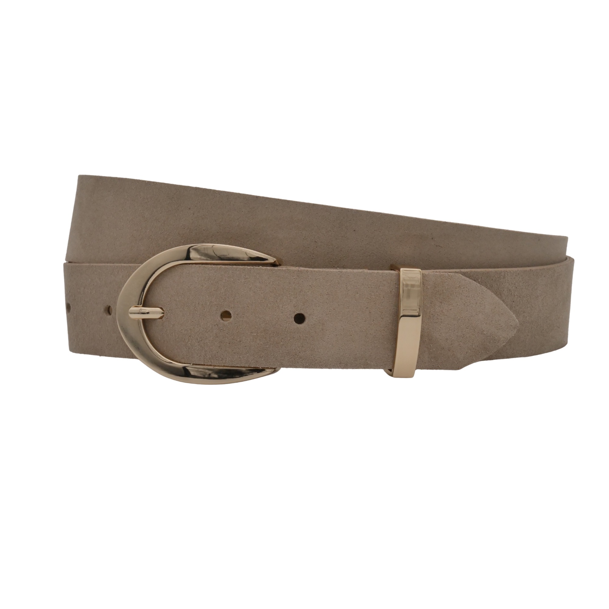 Ledergürtel ANNAMATONI "AnnaMatoni Damen Ledergürtel in hochwertigem Velour Leder 3,5cm", Damen, Gr. TW85 - 100cm Gesamtlänge, beige 120, 100% Leder, Gürtel Ledergürtel