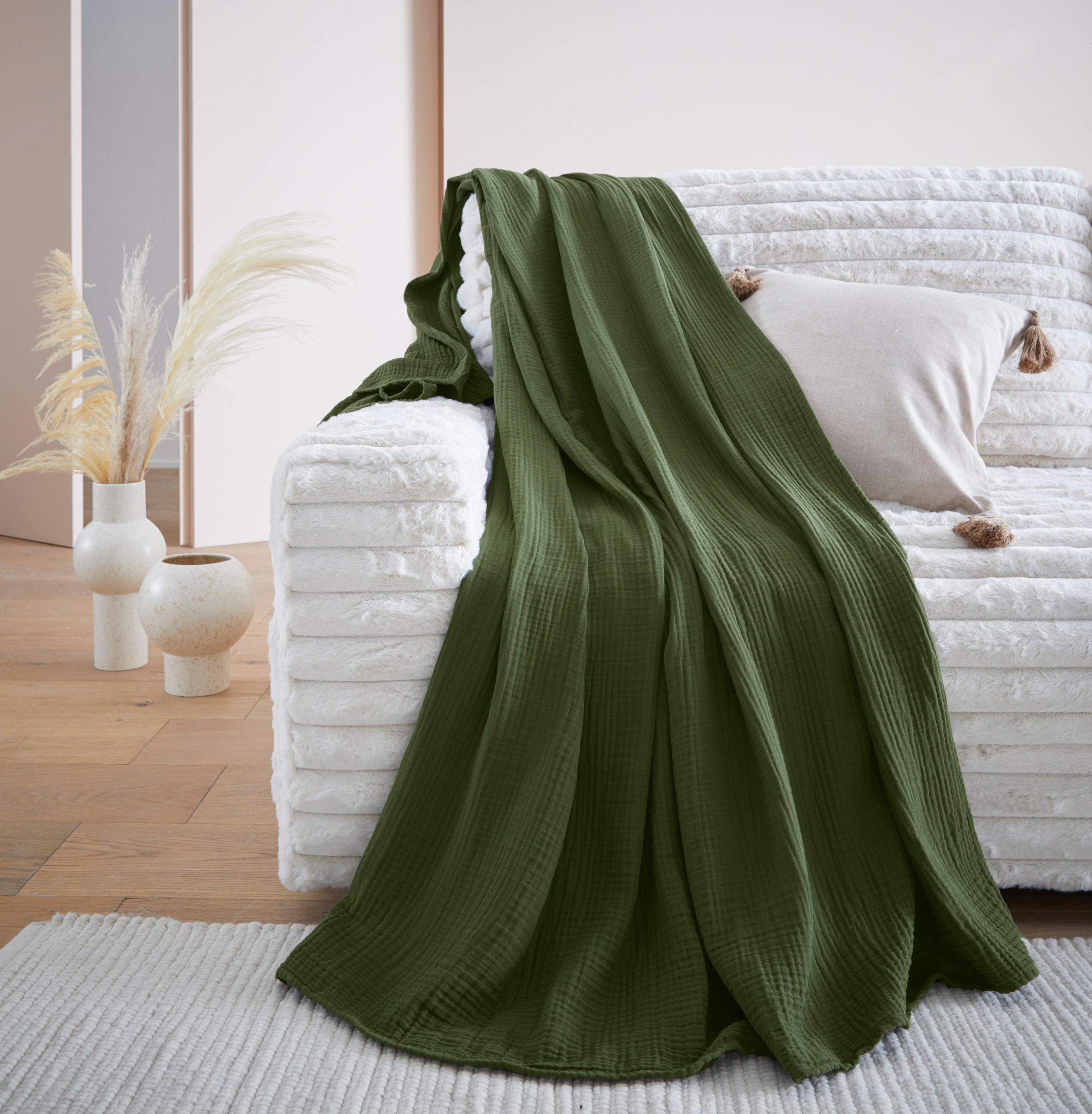 LeGer Home by Lena Gercke Wohndecke "HEVIN" Tagesdecke im Baumwoll-Crinkle- günstig online kaufen