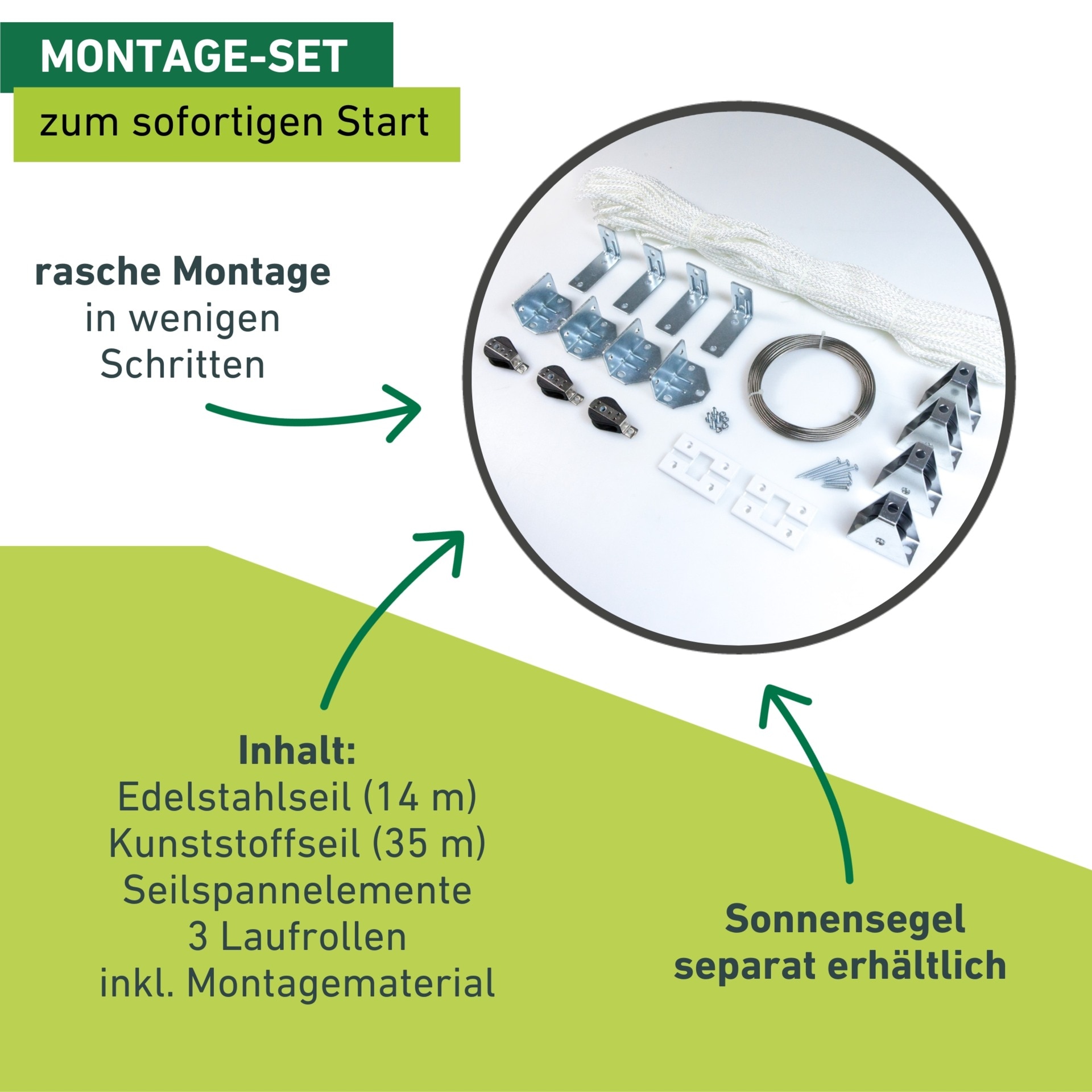 Windhager Seilspanngarnitur Seilzug-Set zum Spannen von Sonnensegeln