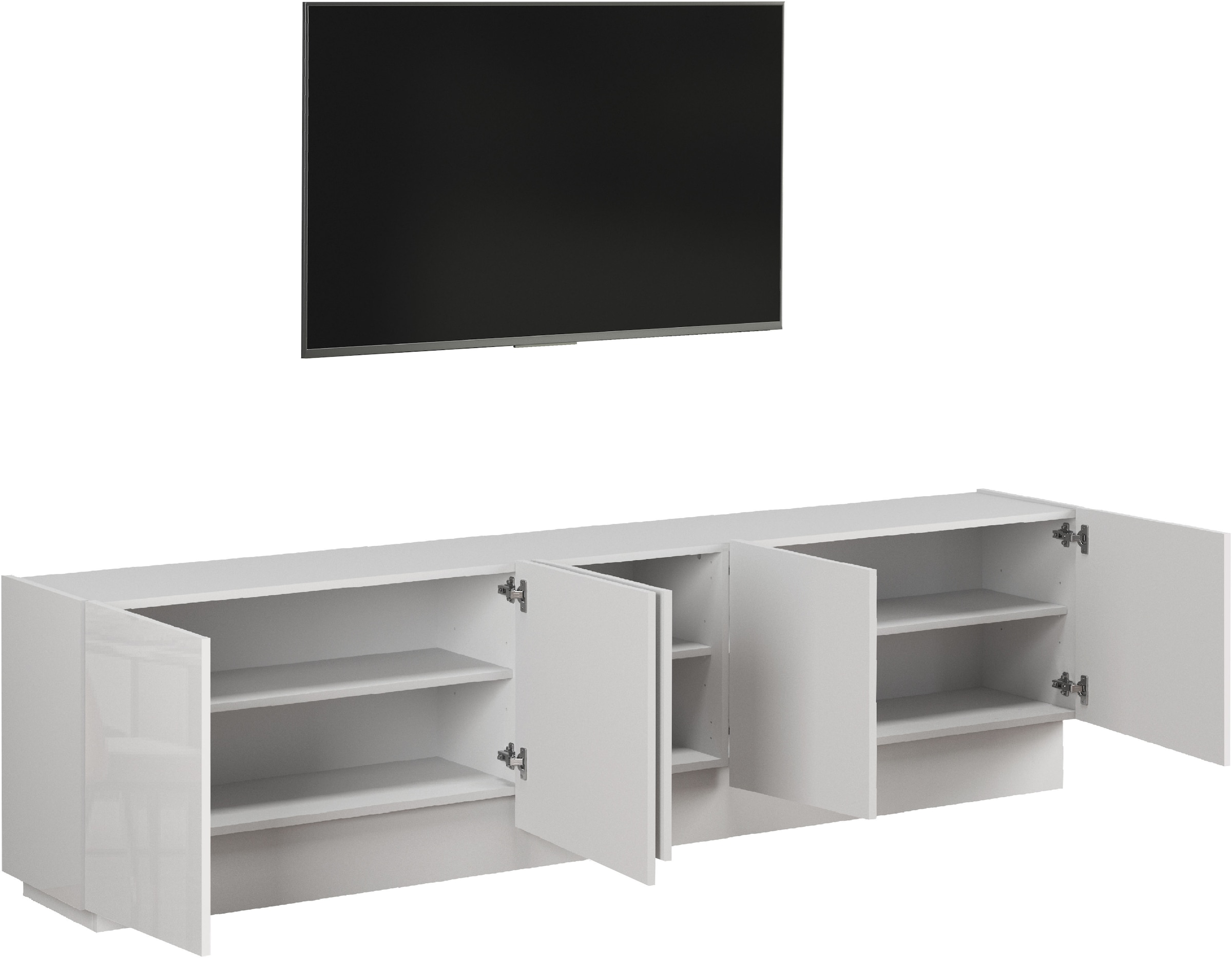 INOSIGN Lowboard »VELA, Höhe 60 cm, Breite 225 cm,Design mit schrägen Türen«, (1 St.), Made in Italy, Maße-B/T/H: 225x35x60, Lowboard, TV-Board, TV-Kommode