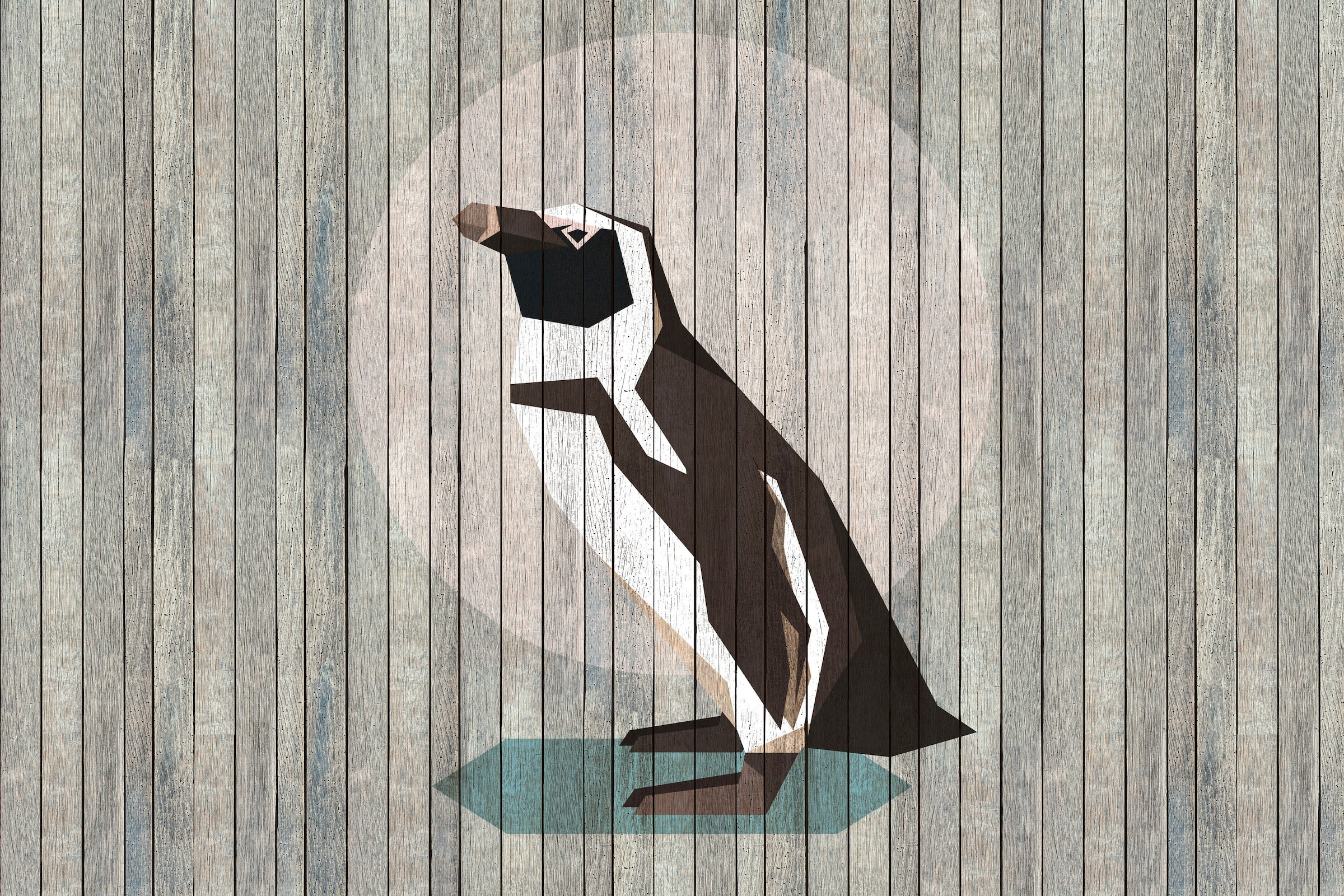 A.S. Création Leinwandbild »born to be wild 4«, Tiere, (1 St.), Keilrahmen Bild Holzoptik Pinguin Tiere