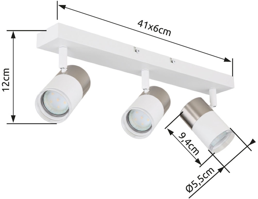 GLOBO LIGHTING Deckenstrahler »BRISBON«, Leuchtmittel GU10 | ohne Leuchtmittel, Deckenspot/weiß/LxBxH: 410x60x120mm/Flur