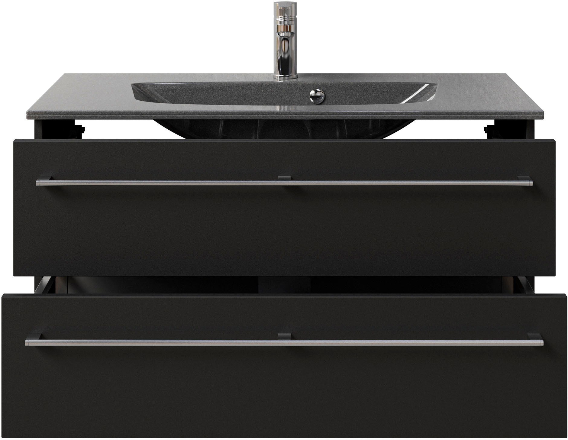Saphir Waschtisch »Serie 6025 Mineralmarmor-Waschtisch mit Unterschrank, 97 cm breit«, Waschplatz mit 2 Schubladen, hängend, verschiedene Ausführungen