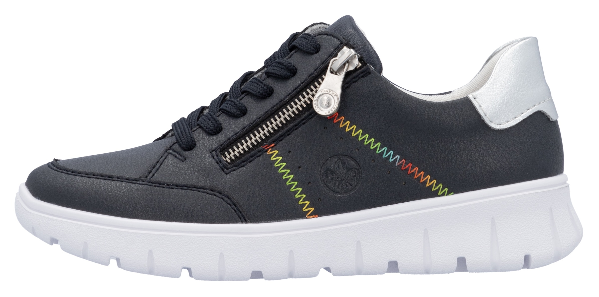 Rieker Sneaker, Schnürschuh, Halbschuh, Freizeitsneaker, seitlicher Reißverschluss