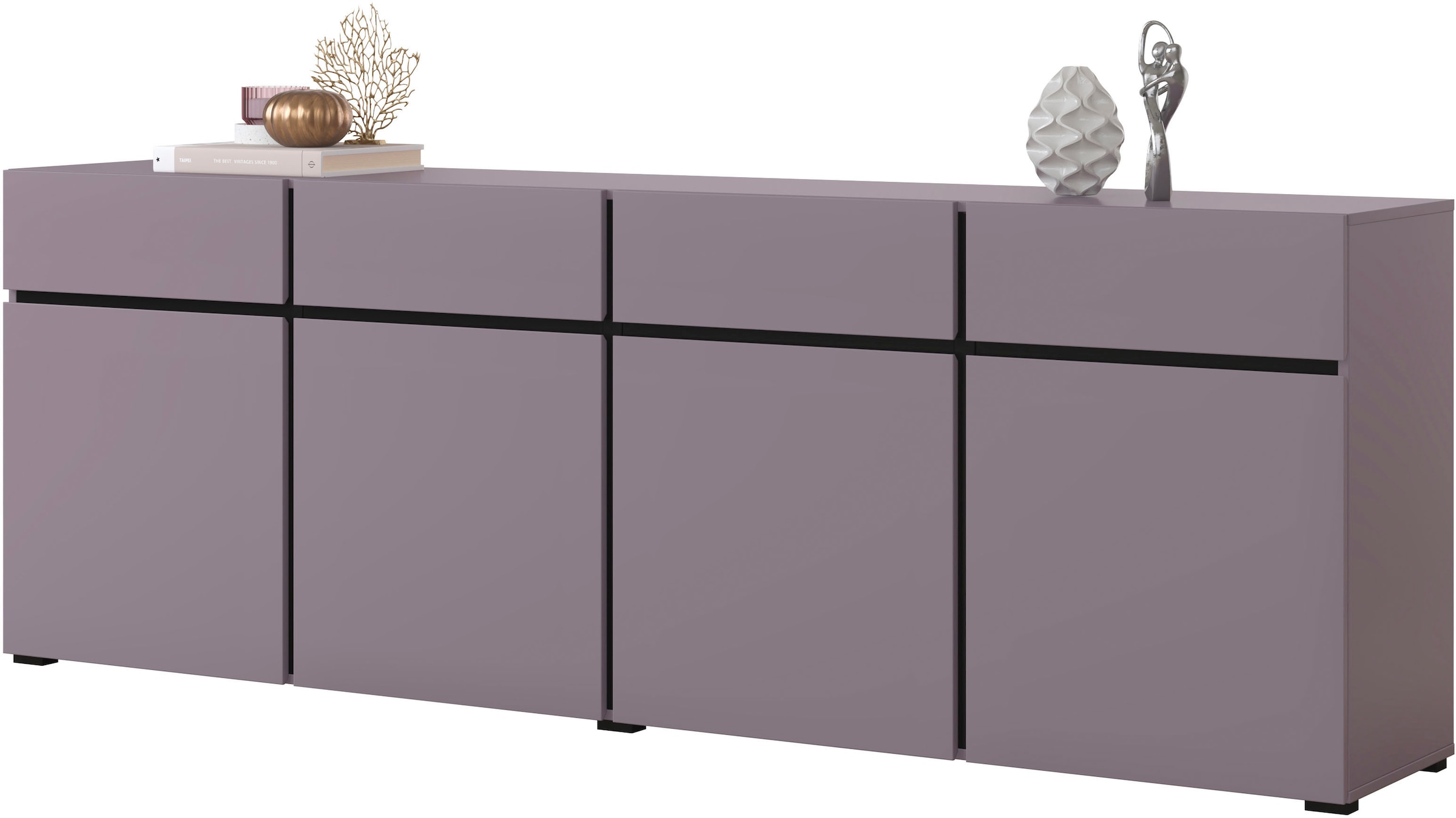 INOSIGN Sideboard "Cross,Breite 225 cm, moderne grifflose Kommode,4 Türen/4 günstig online kaufen