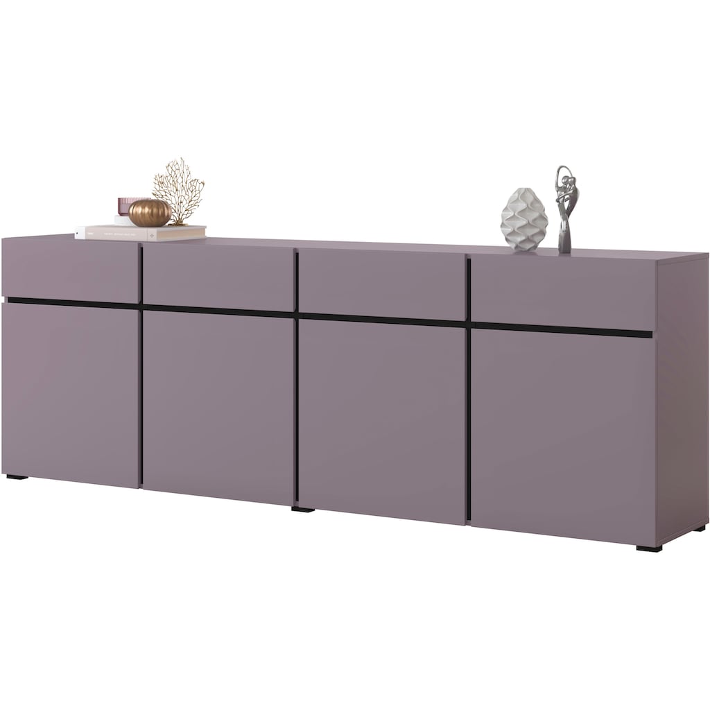 INOSIGN Sideboard »Cross,Breite 225 cm, moderne grifflose Kommode,4 Türen/4 Schubkästen«, Schubladenschrank mit viel Stauraum, Einlegeböden verstellbar