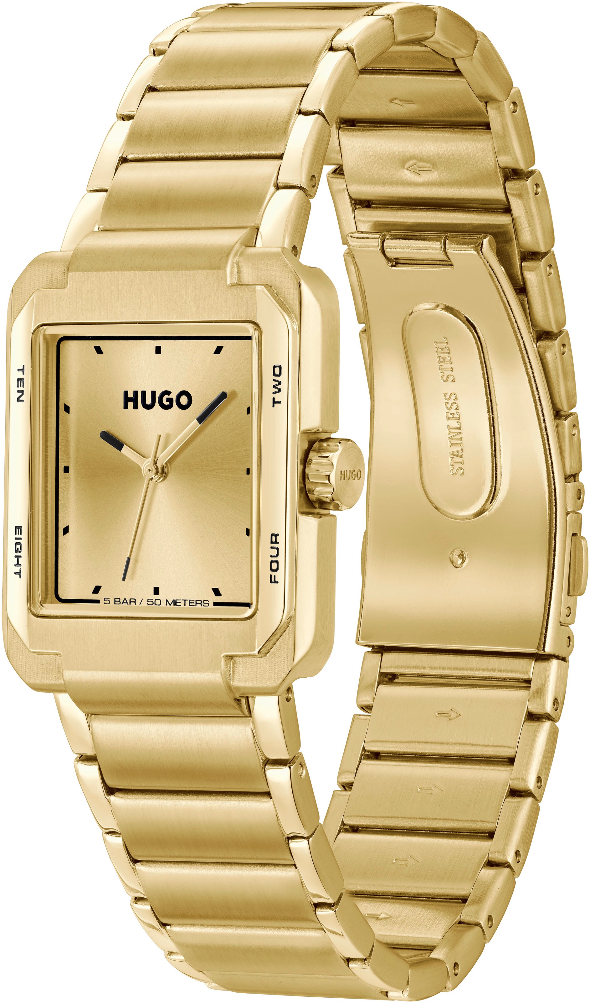 HUGO Quarzuhr »#THRIVE ANALOG«, Armbanduhr, Herrenuhr, analog, Edelstahlarmband