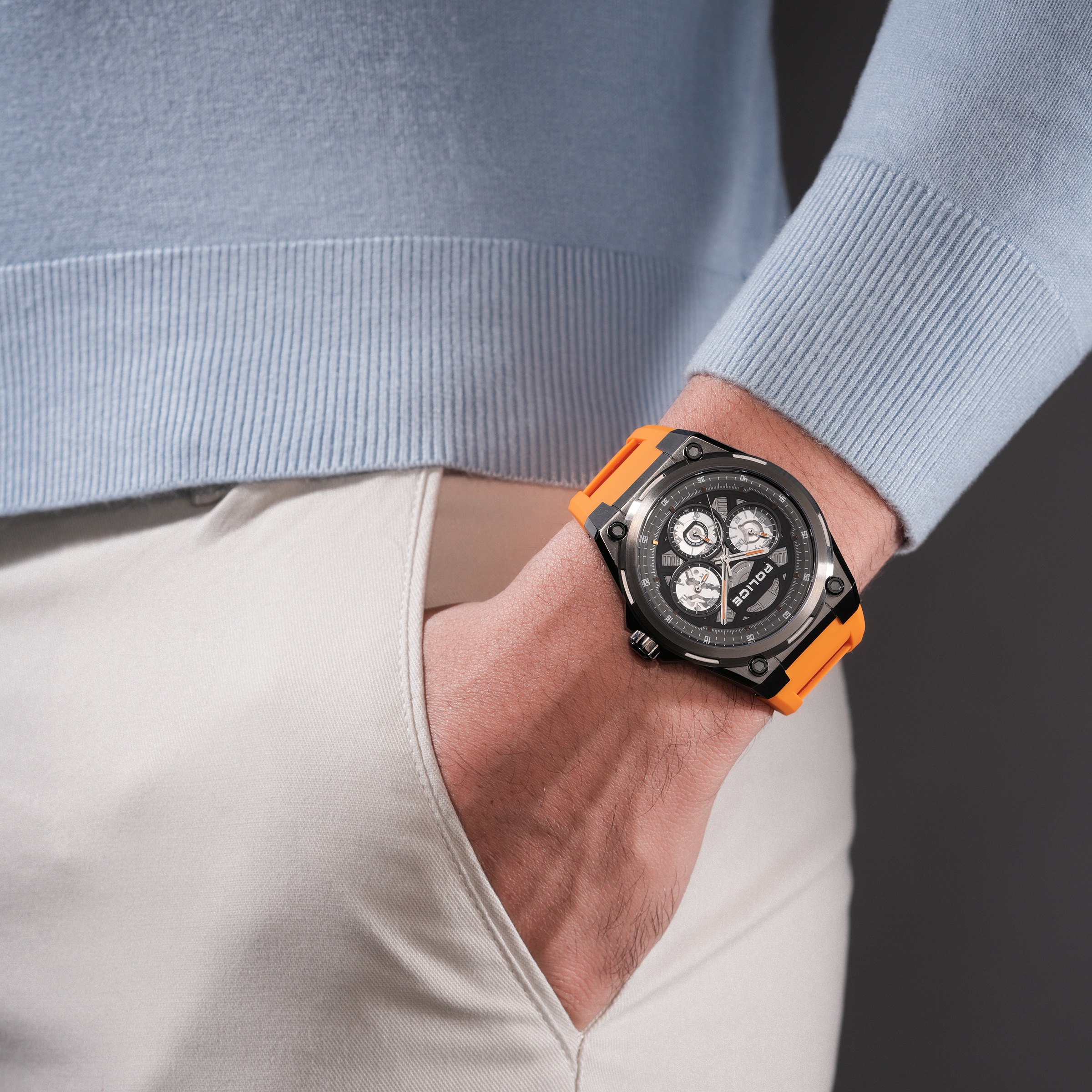 Police Quarzuhr »Dominion« Armbanduhr, Herrenuhr, Silikonarmband, analog, Tag, Wochentag