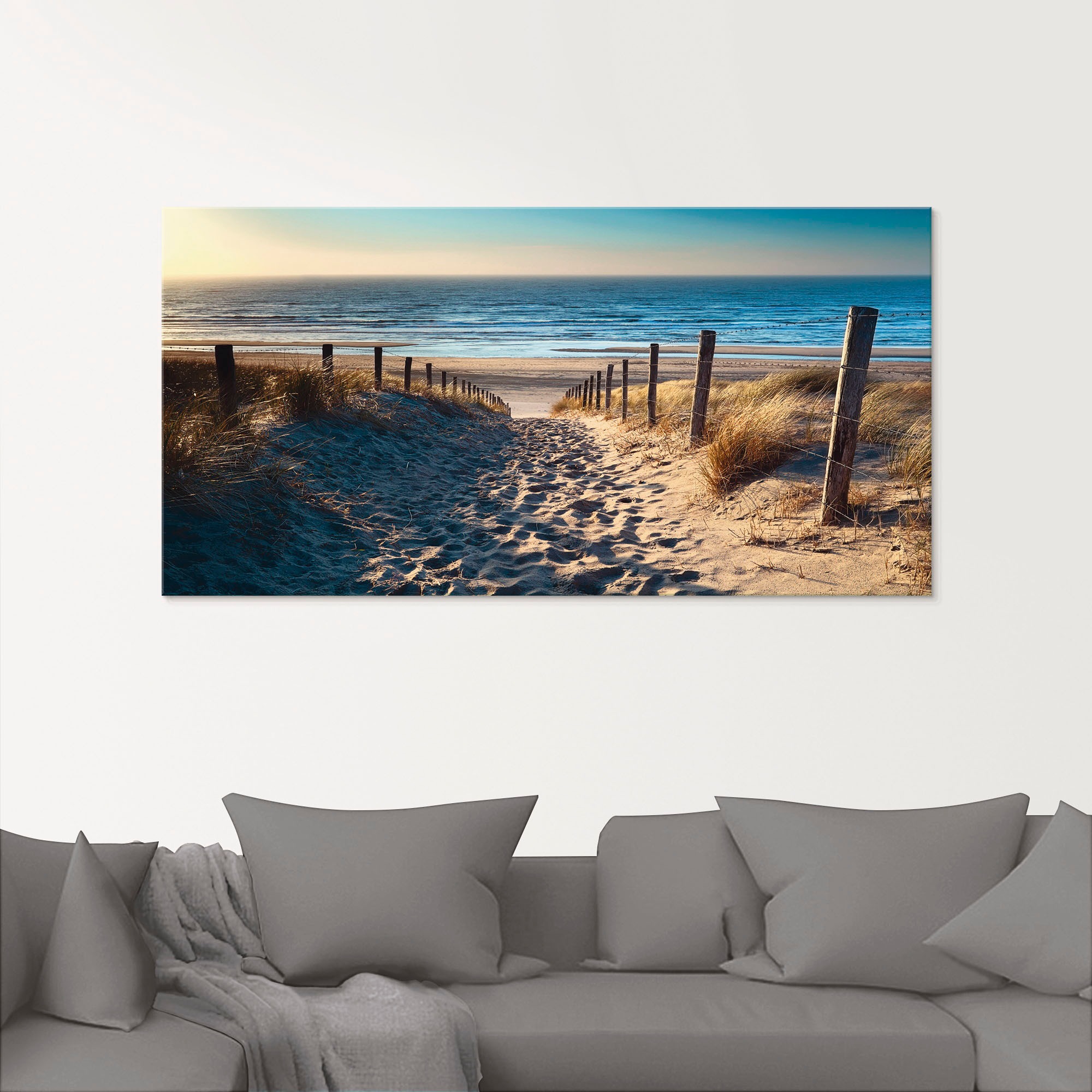 Artland Glasbild "Weg zum Nordseestrand Sonnenuntergang" Strand 1 Stk. tlg. günstig online kaufen