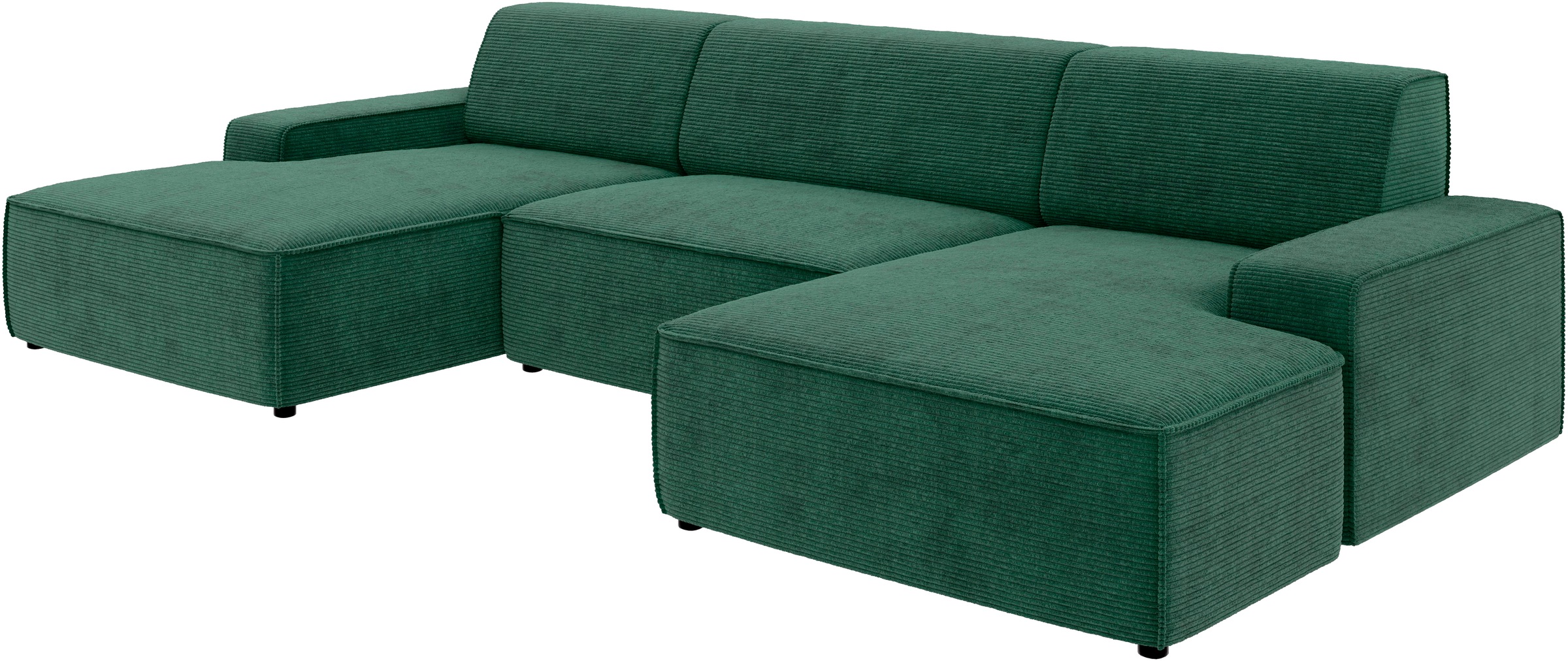 TRENDMANUFAKTUR Wohnlandschaft »Graz, wahlweise mit Sitzvorschub und Bettkasten, U-Form, Breite 329 cm«, in Cord-, haustierfreundlichem LEO Struktur- oder LUMOS-3D-Bezug