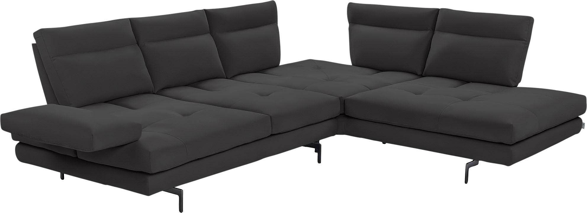 CALIA ITALIA Ecksofa »Toby Wing, L-Form, Designsofa mit sensationellem Sitzkomfort«, Sitztiefenverstellung, funktionale Ecke, Füße in schwarz matt