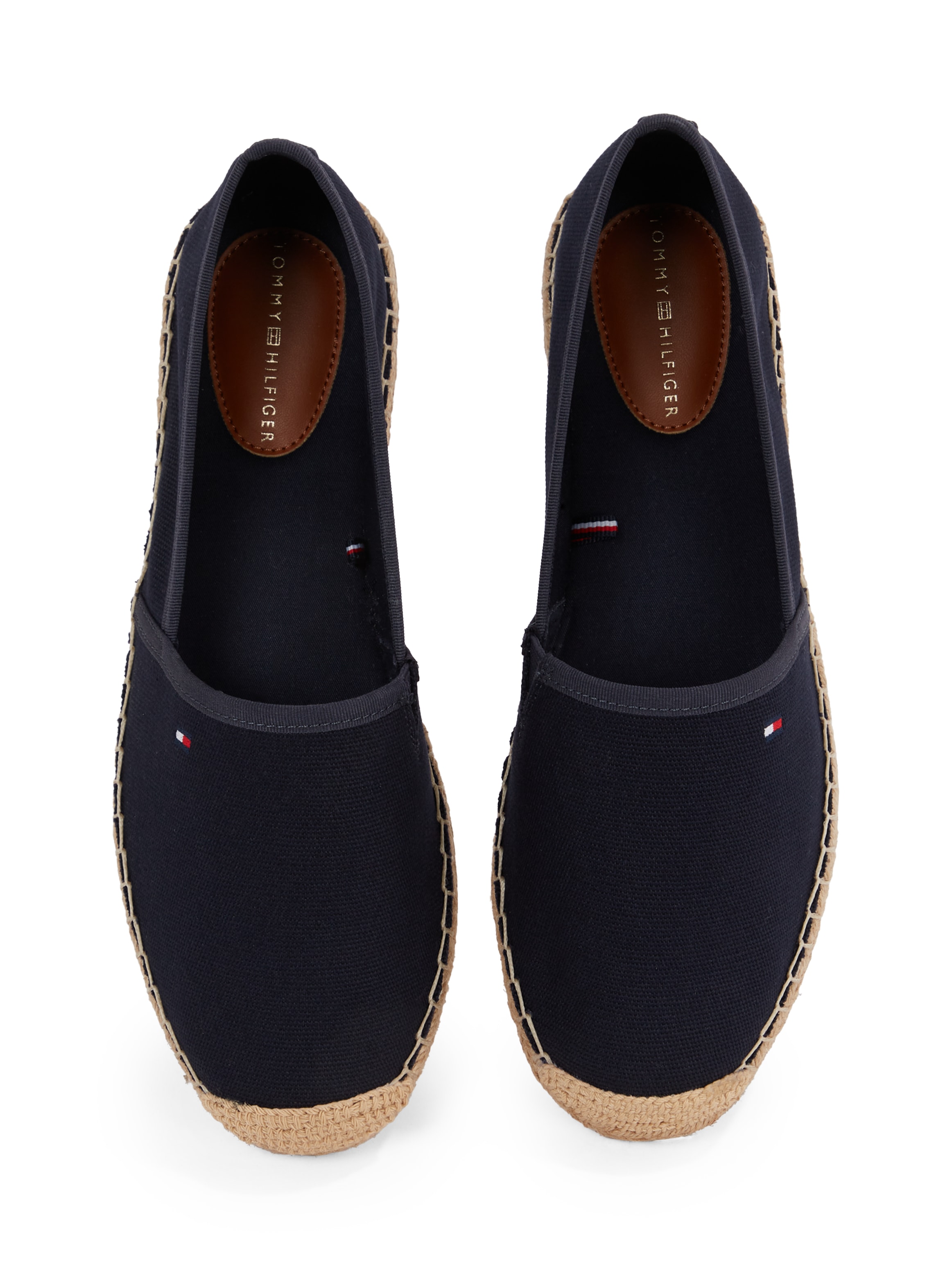 Tommy Hilfiger Espadrille »FLAG CANVAS ESPADRILLE«, Slipper, Flats, Bequemschuh mit Bastbezug und Ziernähten
