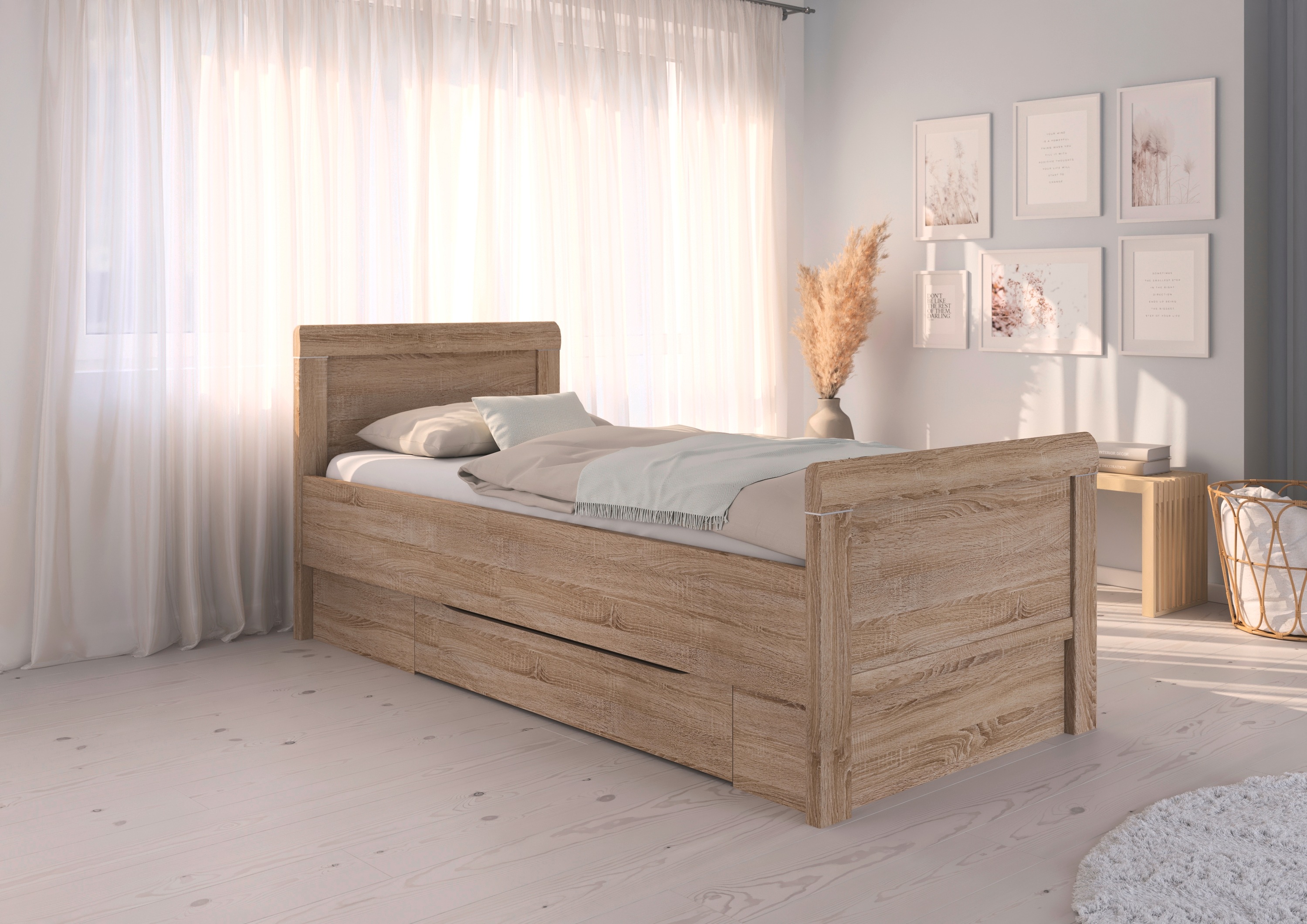 Thumbnail - rauch Stauraumbett "Bett Einzelbett Stollenbett Bettkästen EVELYN", in Komforthöhe mit Holzkopfteil sowie Schubladen MAD...