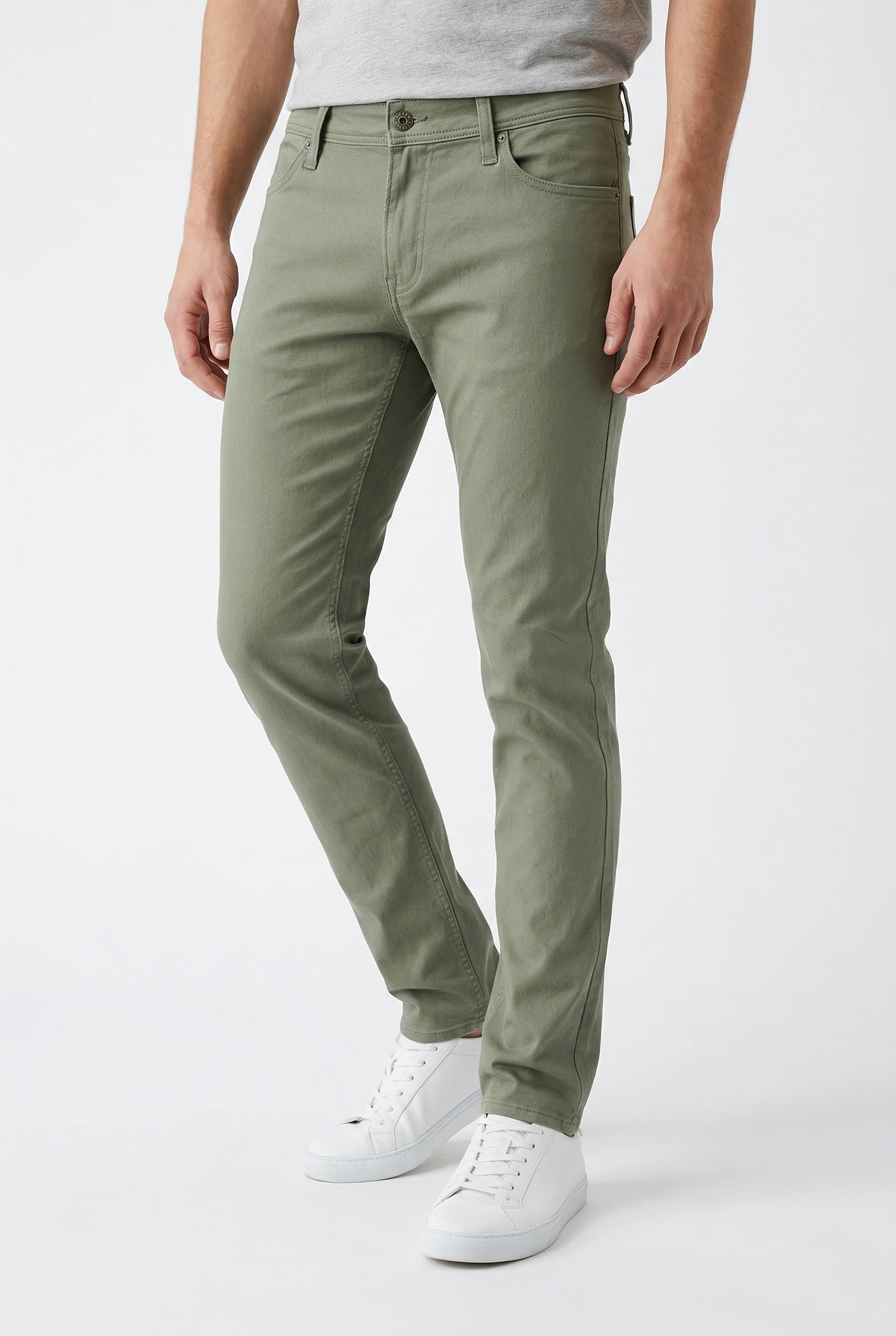 5-Pocket-Hose JACK & JONES "JPSTGLENN DYLAN ORIGINAL", Herren, Gr. 34, Länge 32, deep lichen grün, Web, Obermaterial: 98% Baumwolle, 2% Elasthan, unifarben, slim fit knöchellang, Hosen 5-Pocket-Hose