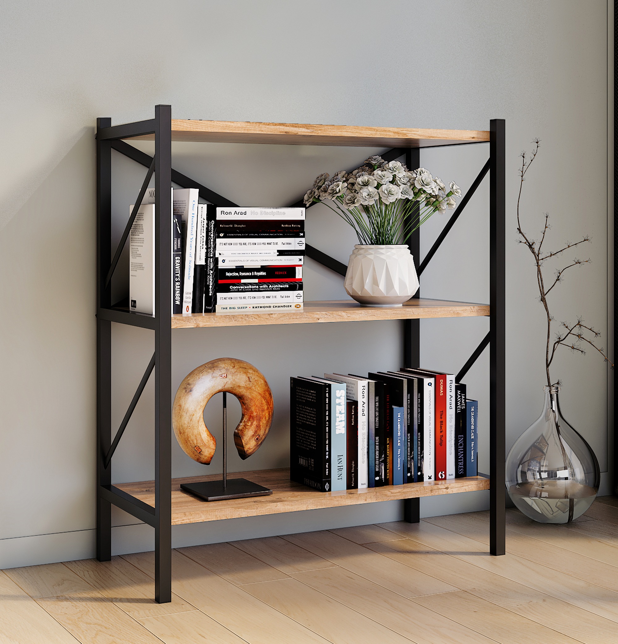 VCM Standregal »Holz Metall Stand Regal Büro Bücher Insasi 2fach«