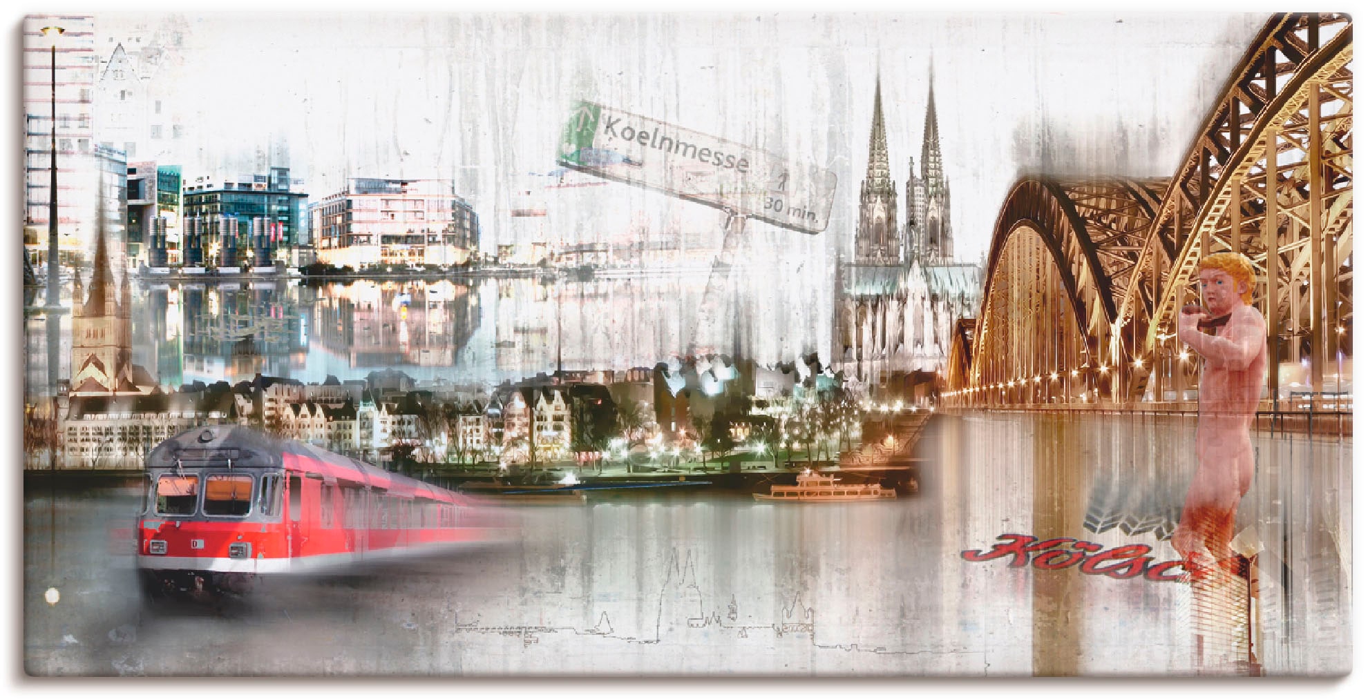 Artland Wandbild "Köln Skyline Collage I", Deutschland, (1 St.), als Leinwandbild, Poster in verschied. Größen
