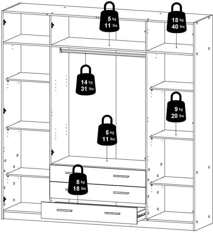 INOSIGN Kleiderschrank »Sprint Drehtürenschrank, Aufbewahrung Kasten Schrank Stauraum«, Breite 98,5/147 oder 195,5 cm, je mit Einlegeböden und Kleiderstange