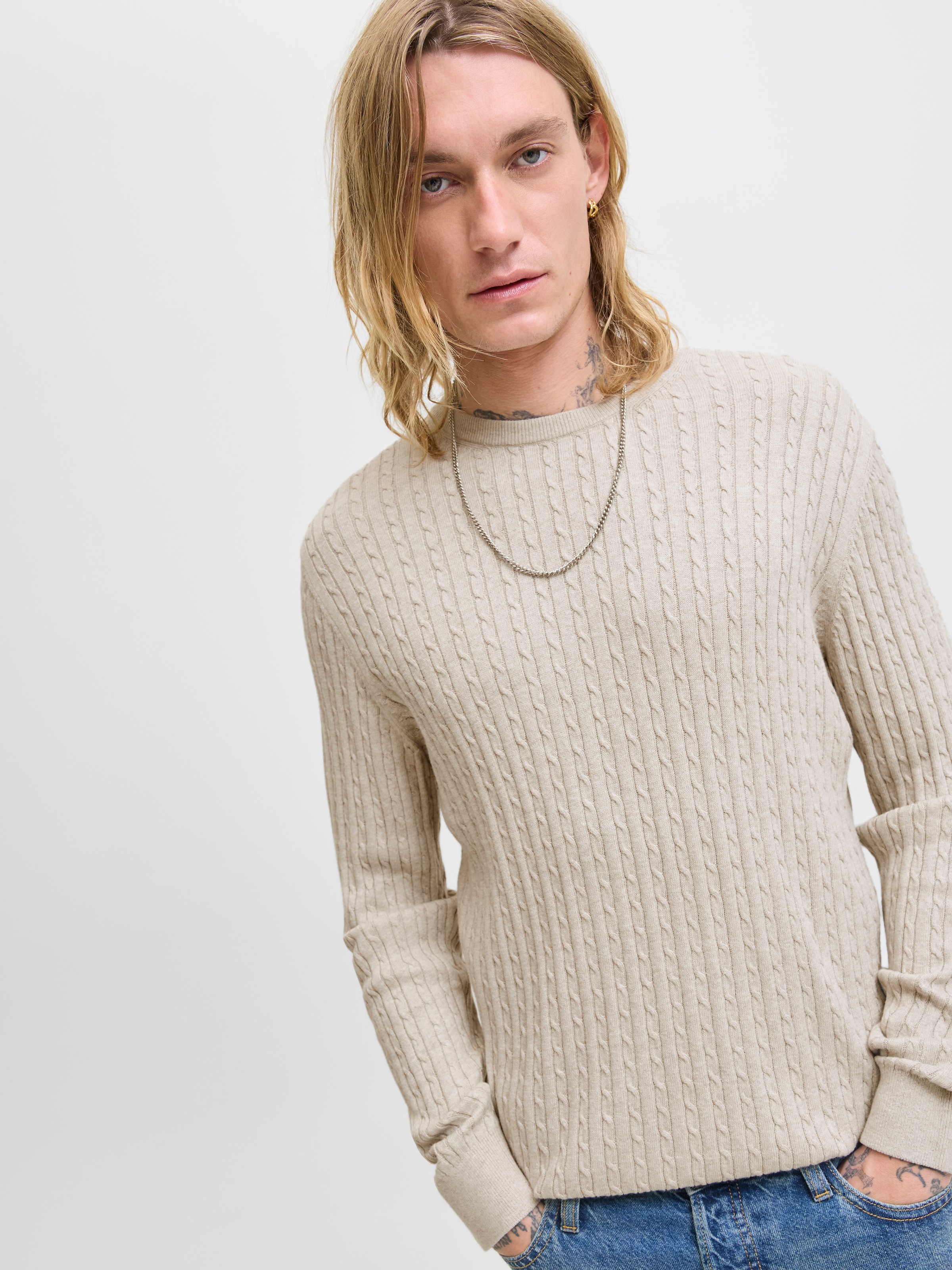Jack & Jones Strickpullover "JJEEMIL KNIT CABLE CREW NECK NOOS" günstig online kaufen