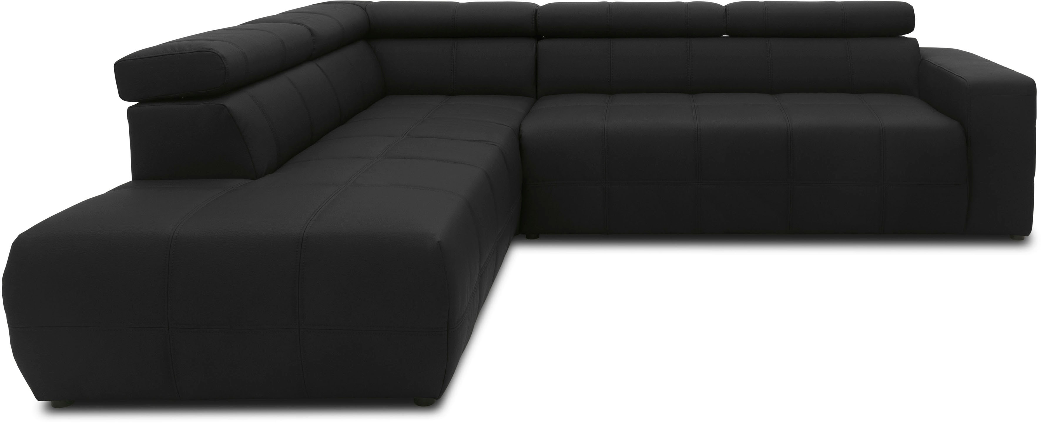 DOMO collection Ecksofa "BRANDON bequem, Breite 275cm, L-Form, auch in Leder" inklusive Kopfteilverstellung, wahlweise mit Sitztiefenverstellung