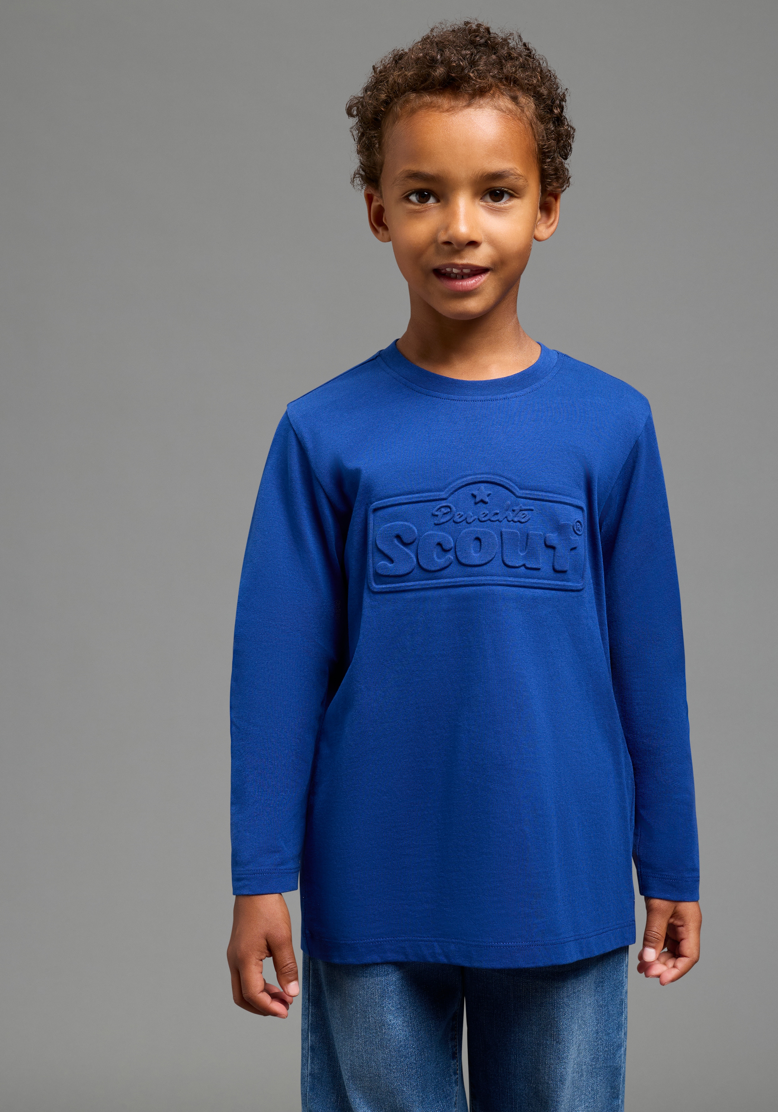 Scout Langarmshirt "SCOUT Prägedruck, Logoprint" Shirt mit coolem SCOUT 3D-Druck
