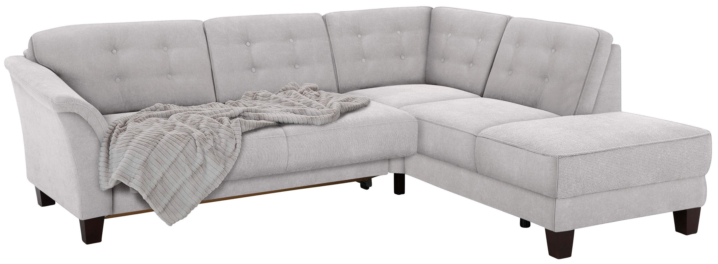 Home affaire Ecksofa »Trondheim L-Form«, mit Federkern und Knopfheftung im Rücken, Füße Buche dunkel