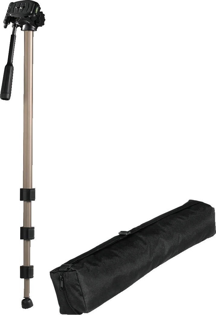 HAMA Einbeinstativ "Einbeinstativ für Foto- und Videokameras mit 3D 3-Wege-Stativkopf", beige, Stative, 3 fach ausziehbar von 61 - 176 cm,