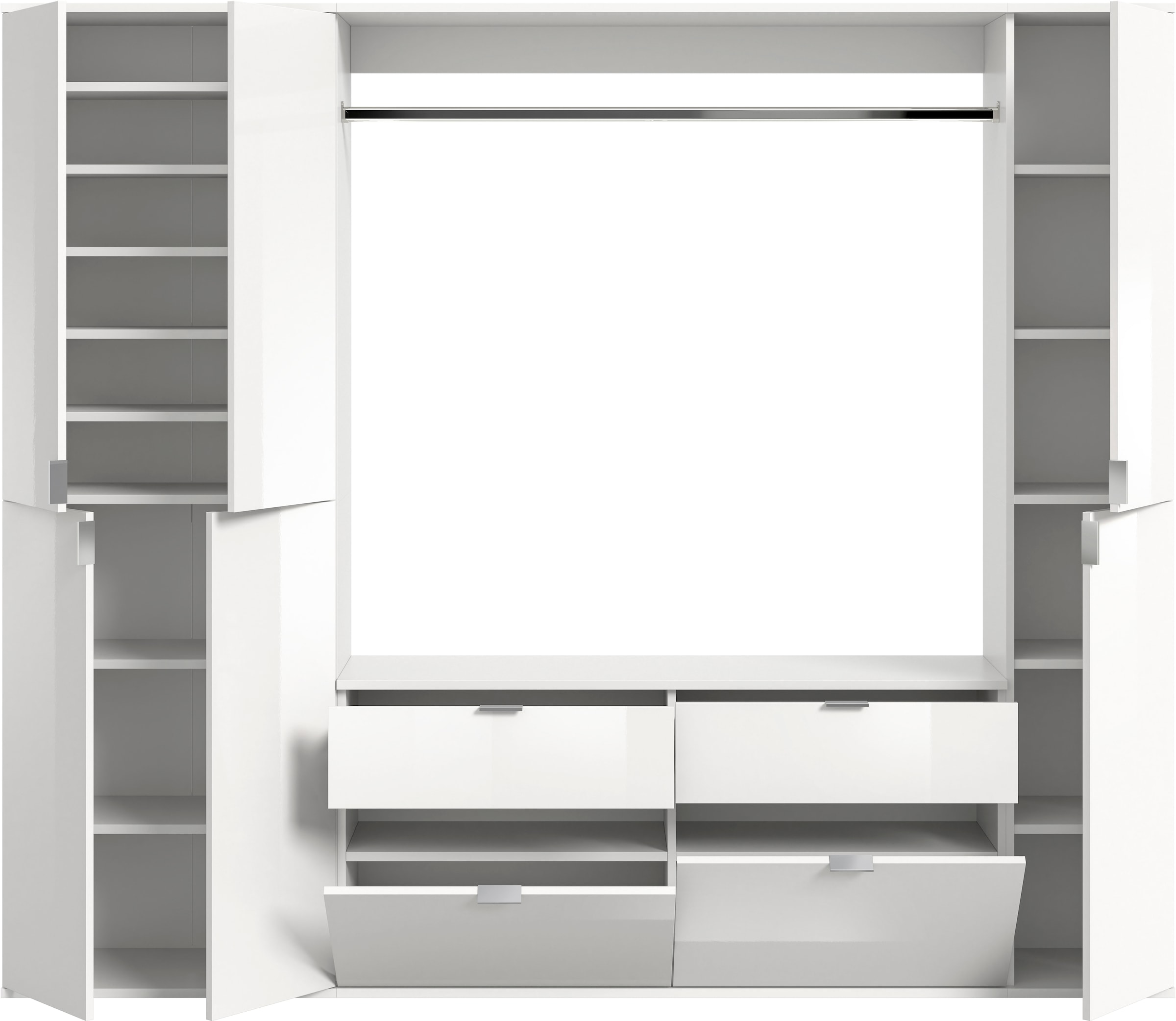 INOSIGN Garderoben-Set »Trondheim, Breite 212 cm, 5-teilig, bestehend aus:«, (Set, 4 St.), 2x Garderobenschrank, 1 Kommode, 1 Garderobenstange, 1 Ablageboden