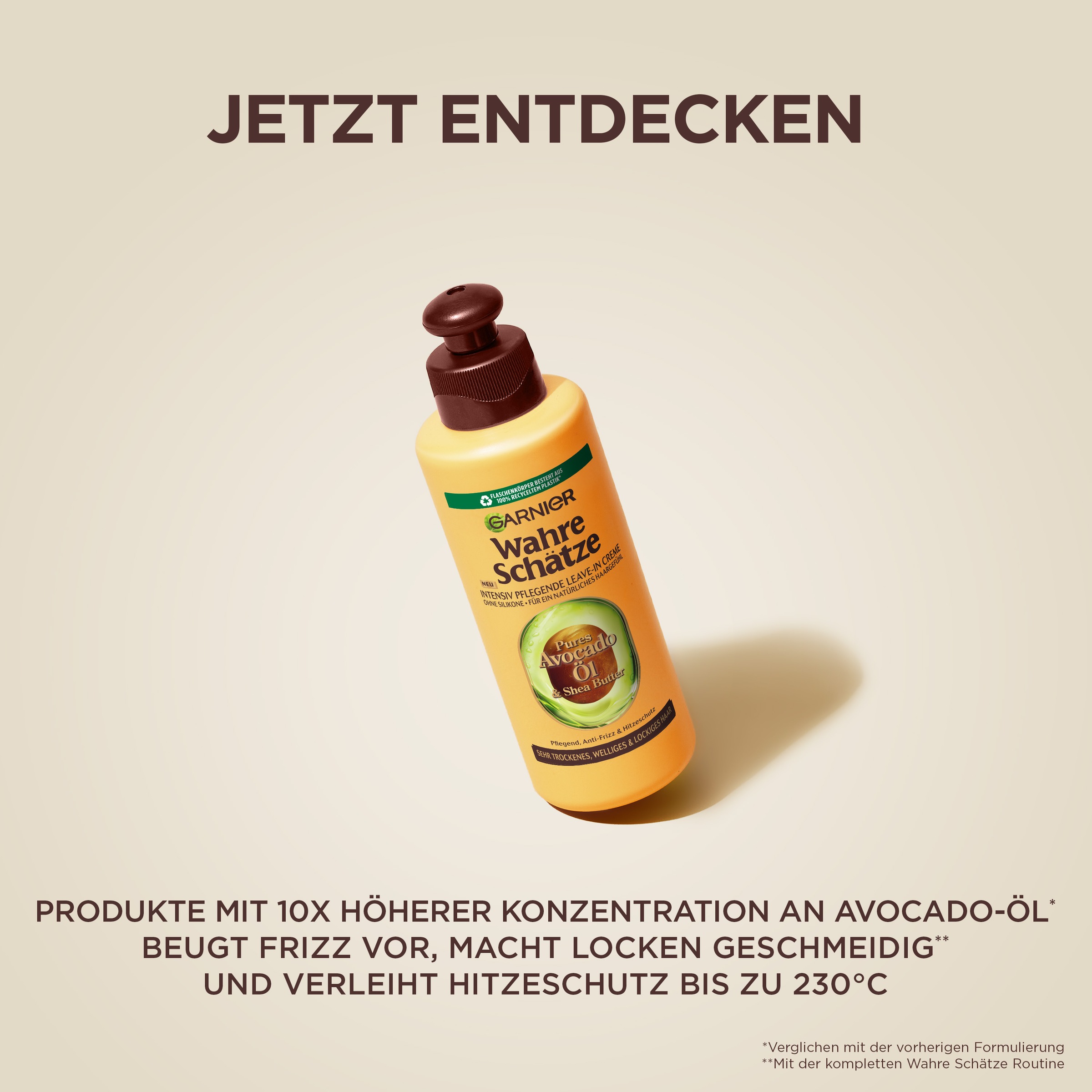 GARNIER Haarkur »Garnier Wahre Schätze Intensiv Pflegende Leave-In Creme Avocado-Öl«, (Packung, 6 tlg.)