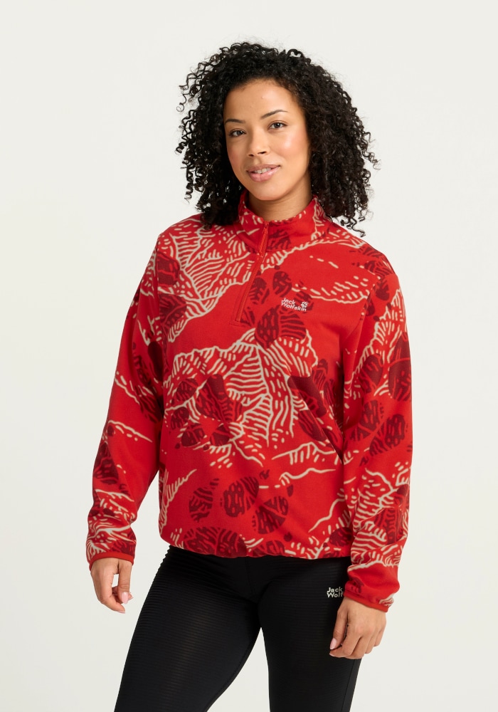 Jack Wolfskin Stehkragenpullover "PAW ERA 100 PRINT HZ W" Fleecepullover, weich, komfortabel
