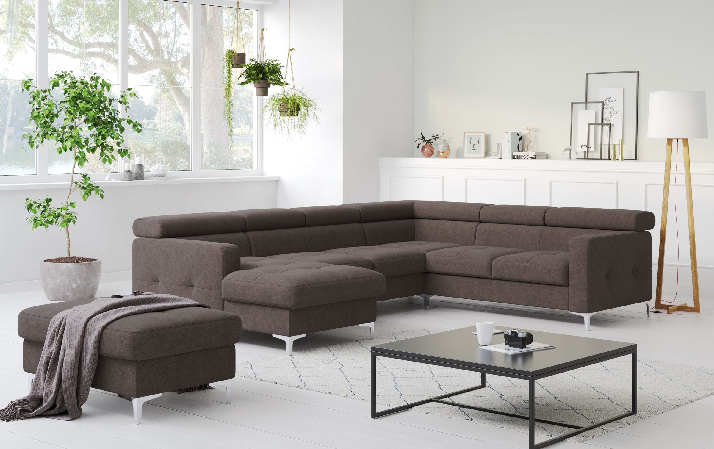 COTTA Wohnlandschaft "Sammy U-Form, B: 304 cm" Kopfteilverstellung, optional Schlaffunktion & Bettkasten
