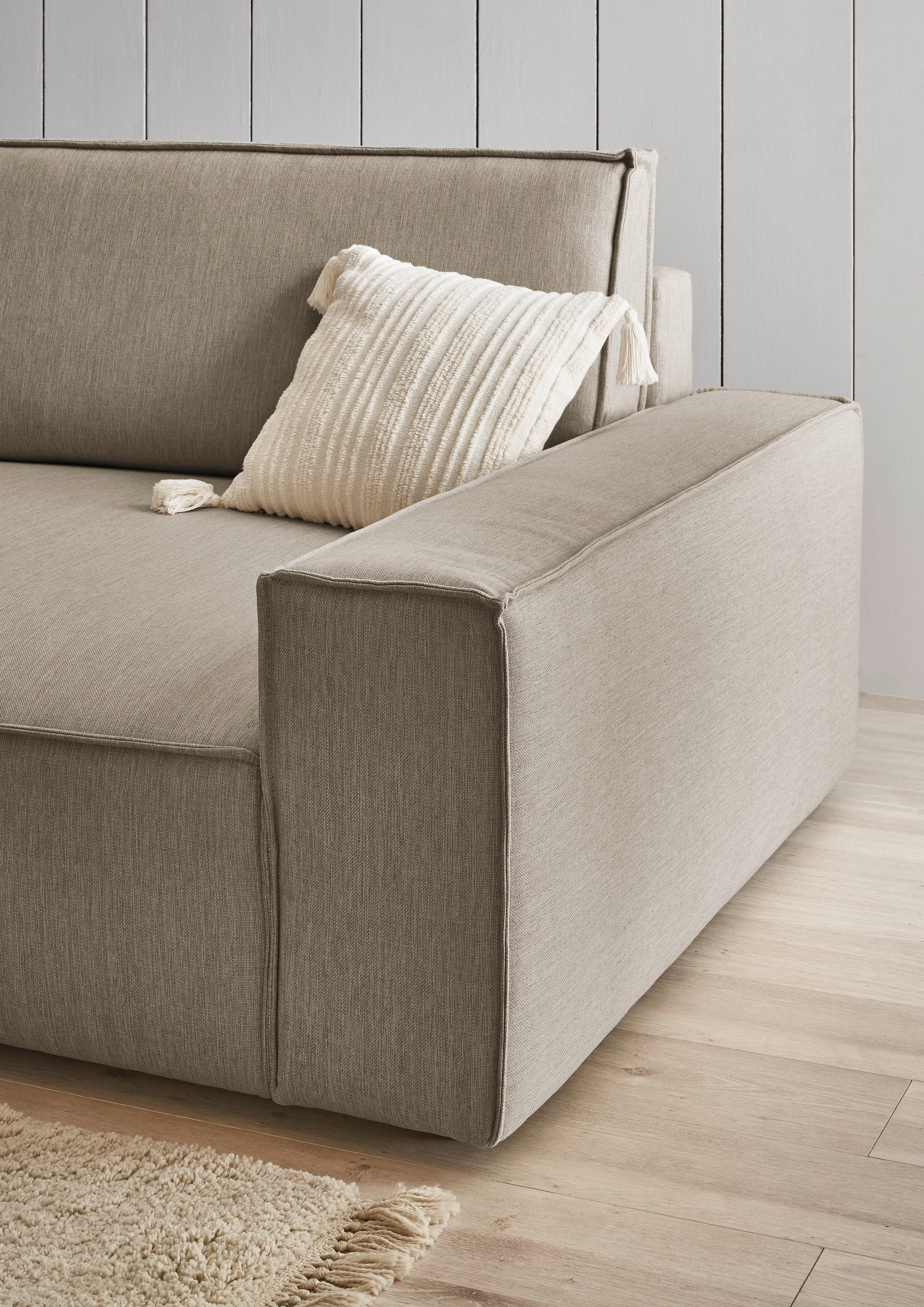 Home affaire Big-Sofa »NEU: SHERWOOD XXL, Big-Sofa (316cm), extra tiefe Sitzfläche 95 cm«, bequemer Sitzkomfort, Cord u. Leinenoptik, Kedernaht