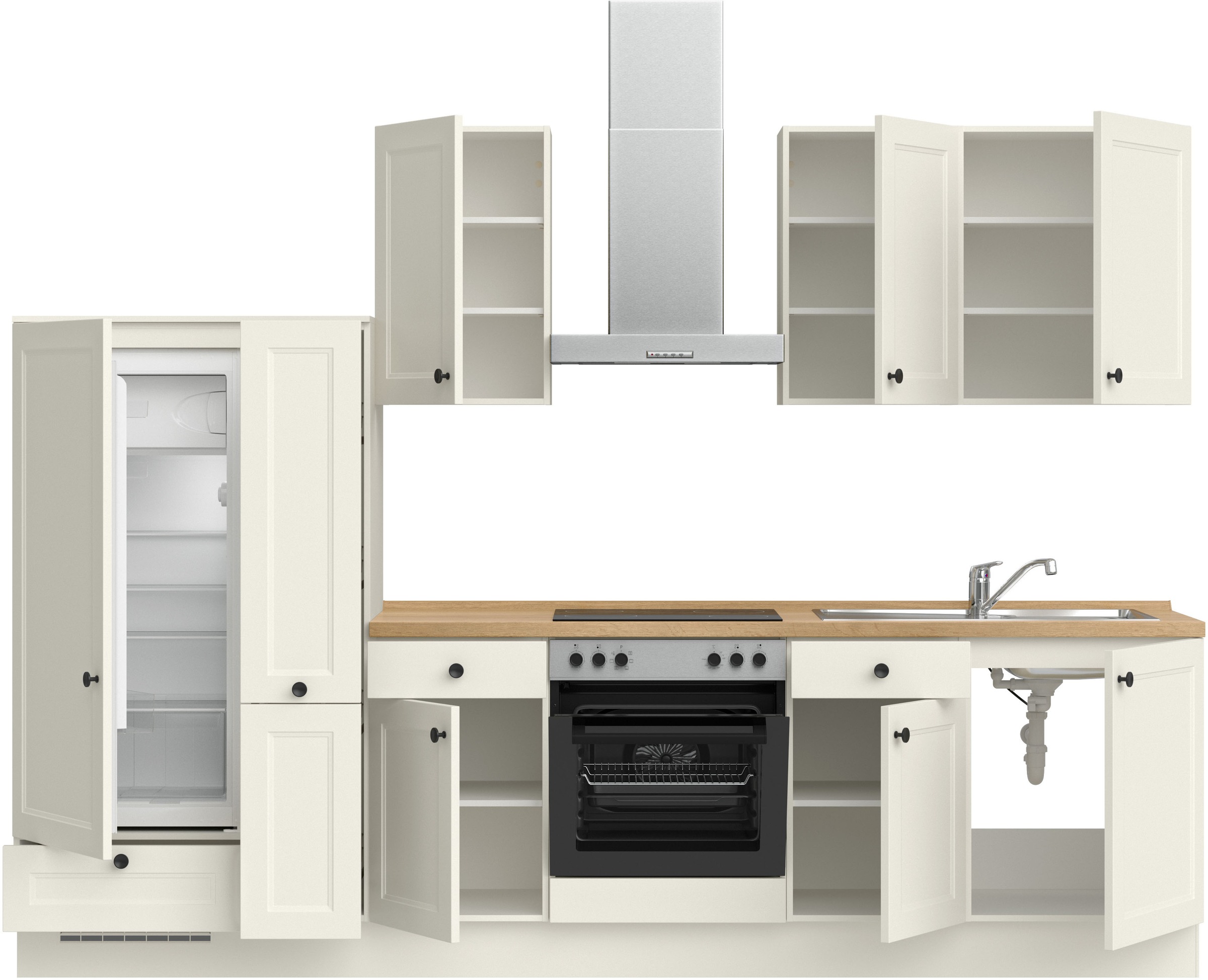 nobilia® Küchenzeile »"Cascada I"« vormontiert, Ausrichtung wählbar, Breite 300 cm, wahlw. mit E-Geräten