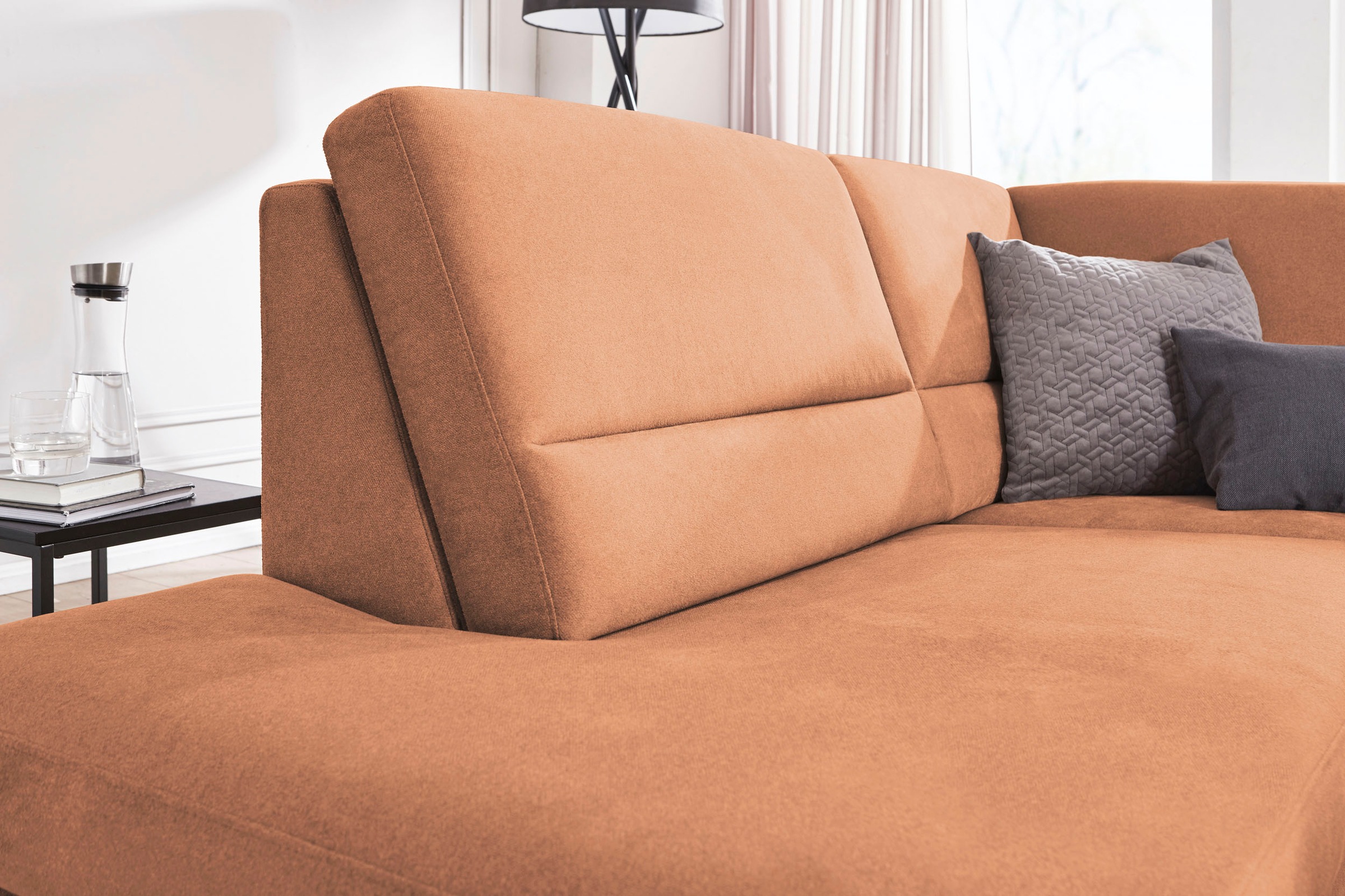 CALIZZA INTERIORS Ecksofa »Onyx L-Form«, Ottomane links oder rechts, wahlweise mit Bettfunktion, Breite 257 cm