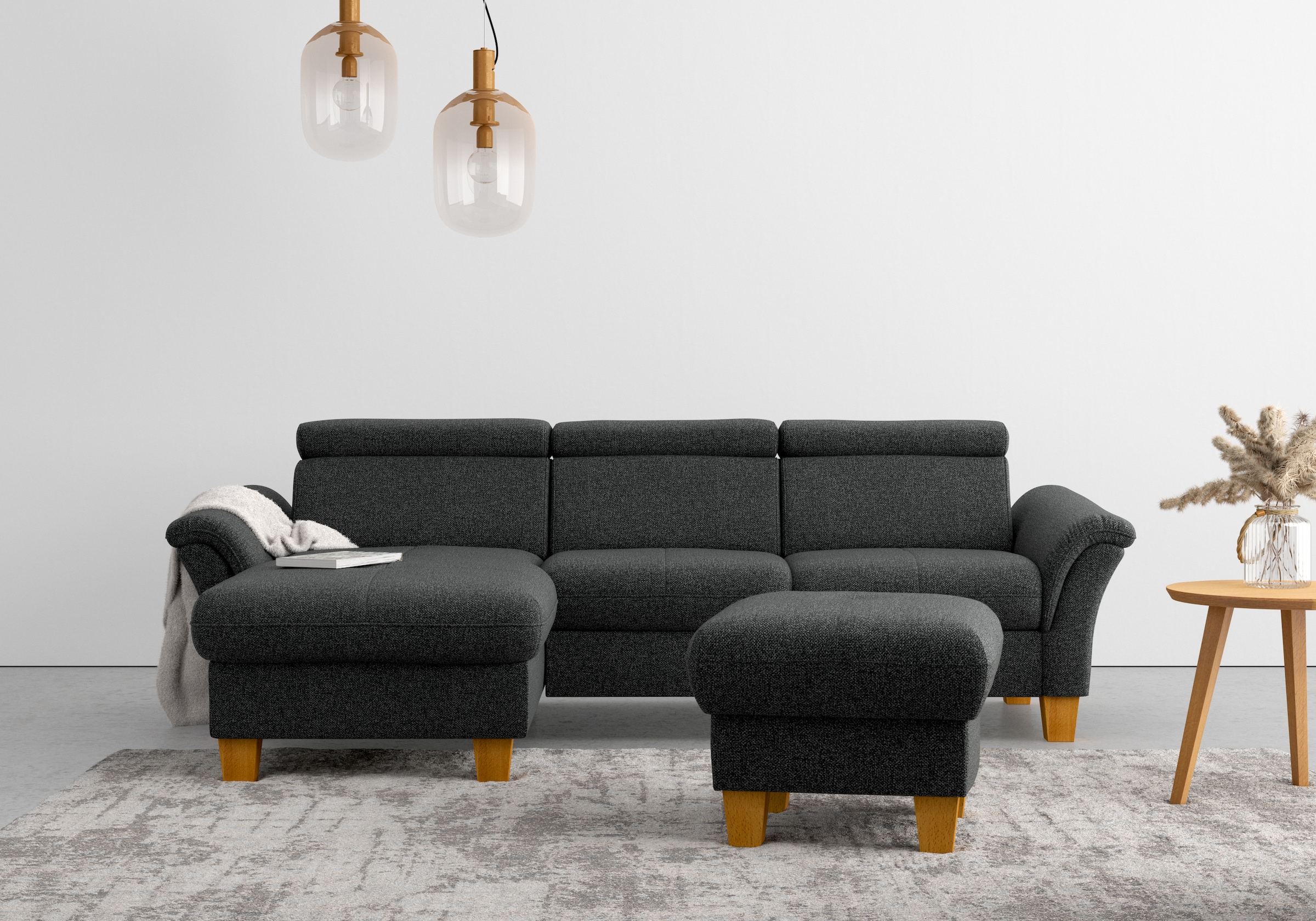 OTTO home Ecksofa "Lindgren L-Form" wahlweise mit Bett mit klappbaren Rollen, Kasten und Kopfverstellung