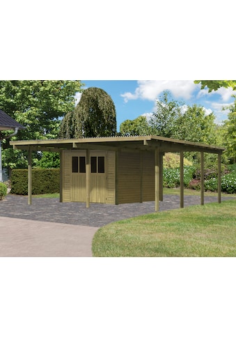 Karibu Doppelcarport »Eco 2« Holz 250 cm brau...