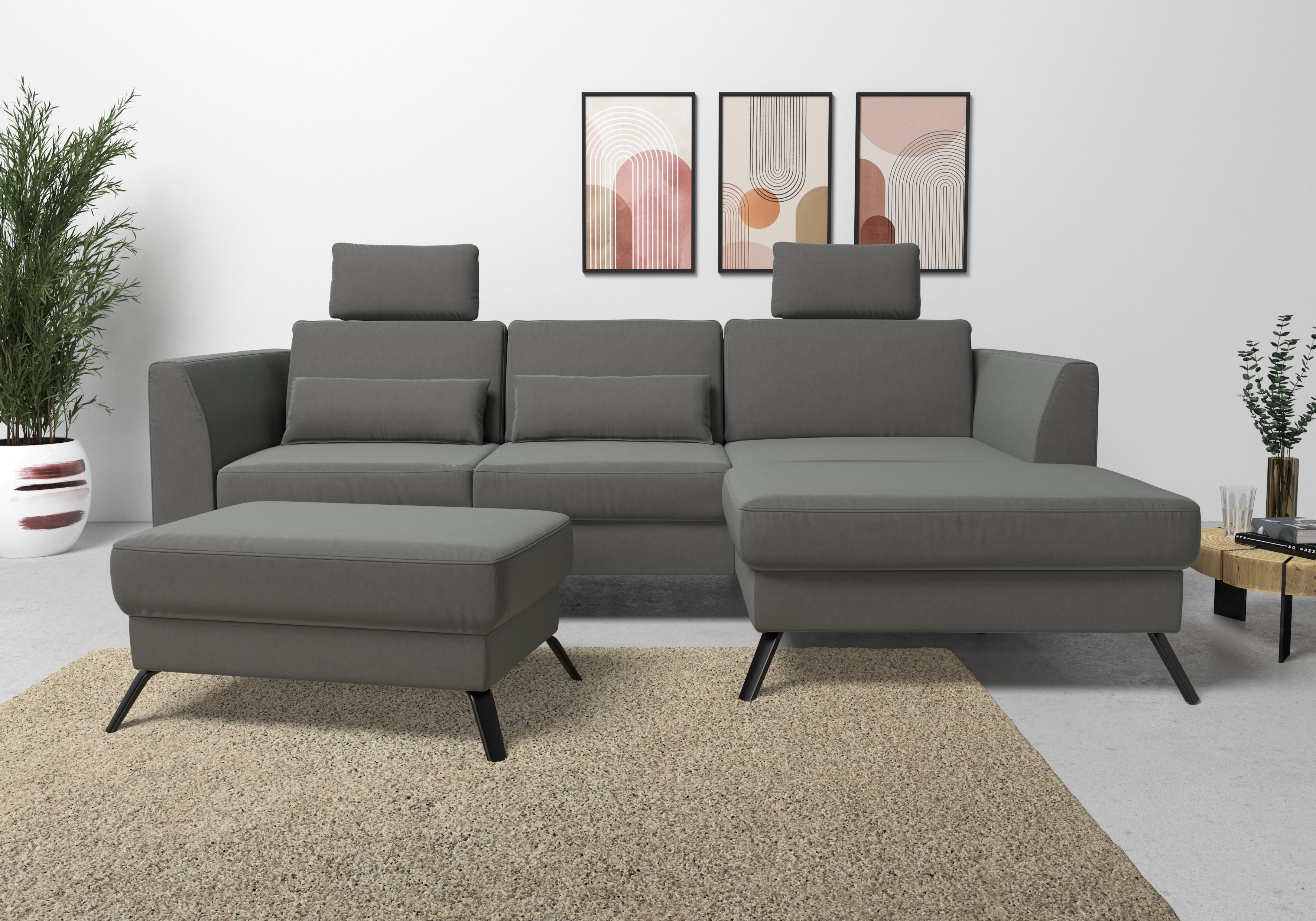 sit&more Ecksofa "Olsen L-Form" inklusive Sitztiefenverstellung, optional Schlaffunktion, 15cm hoch