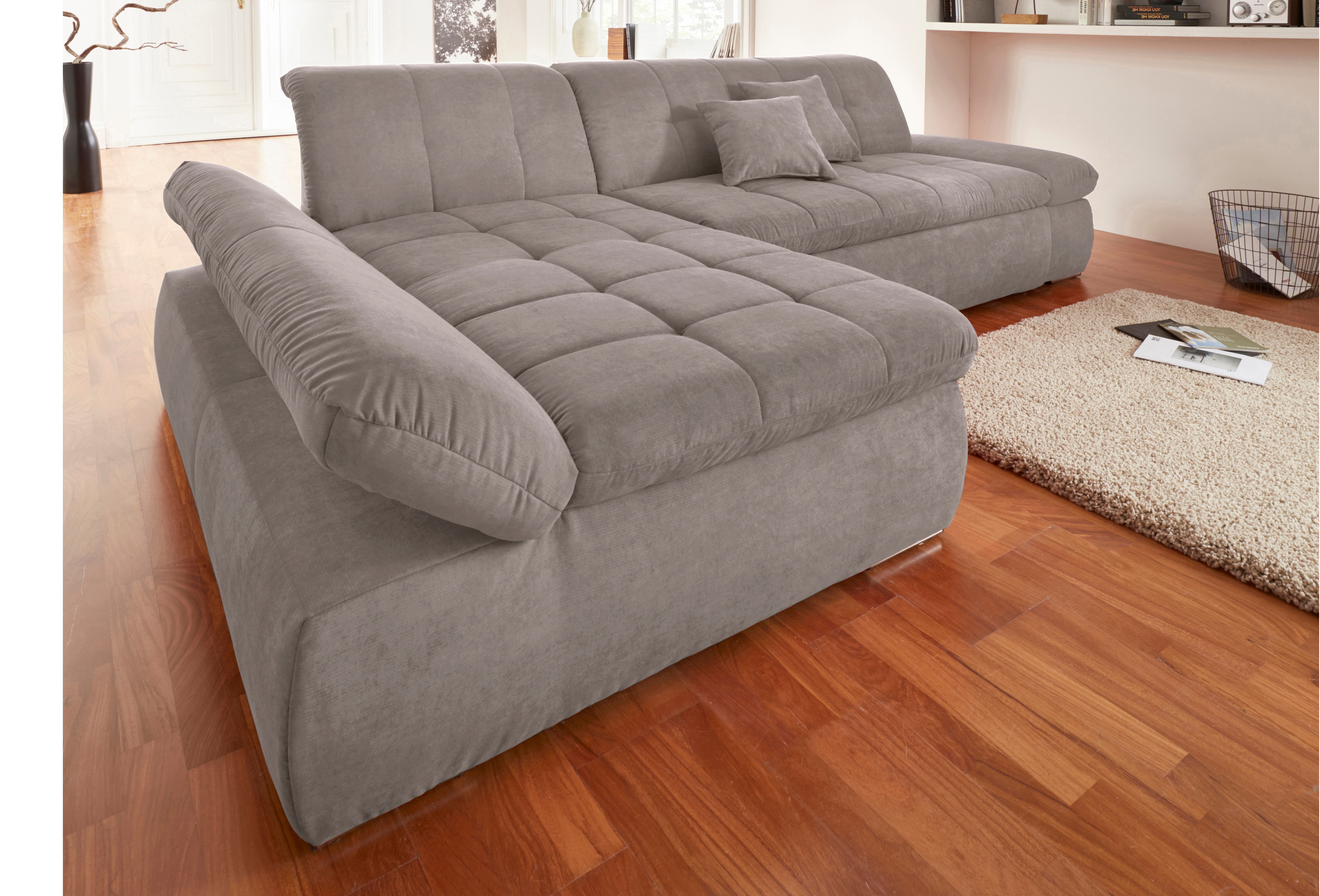 DOMO collection Ecksofa "NMORIC XXL, 300x172x80cm, viel Platz, bequem, L-Form" wahlweise mit Bettfunktion und Armlehnverstellung