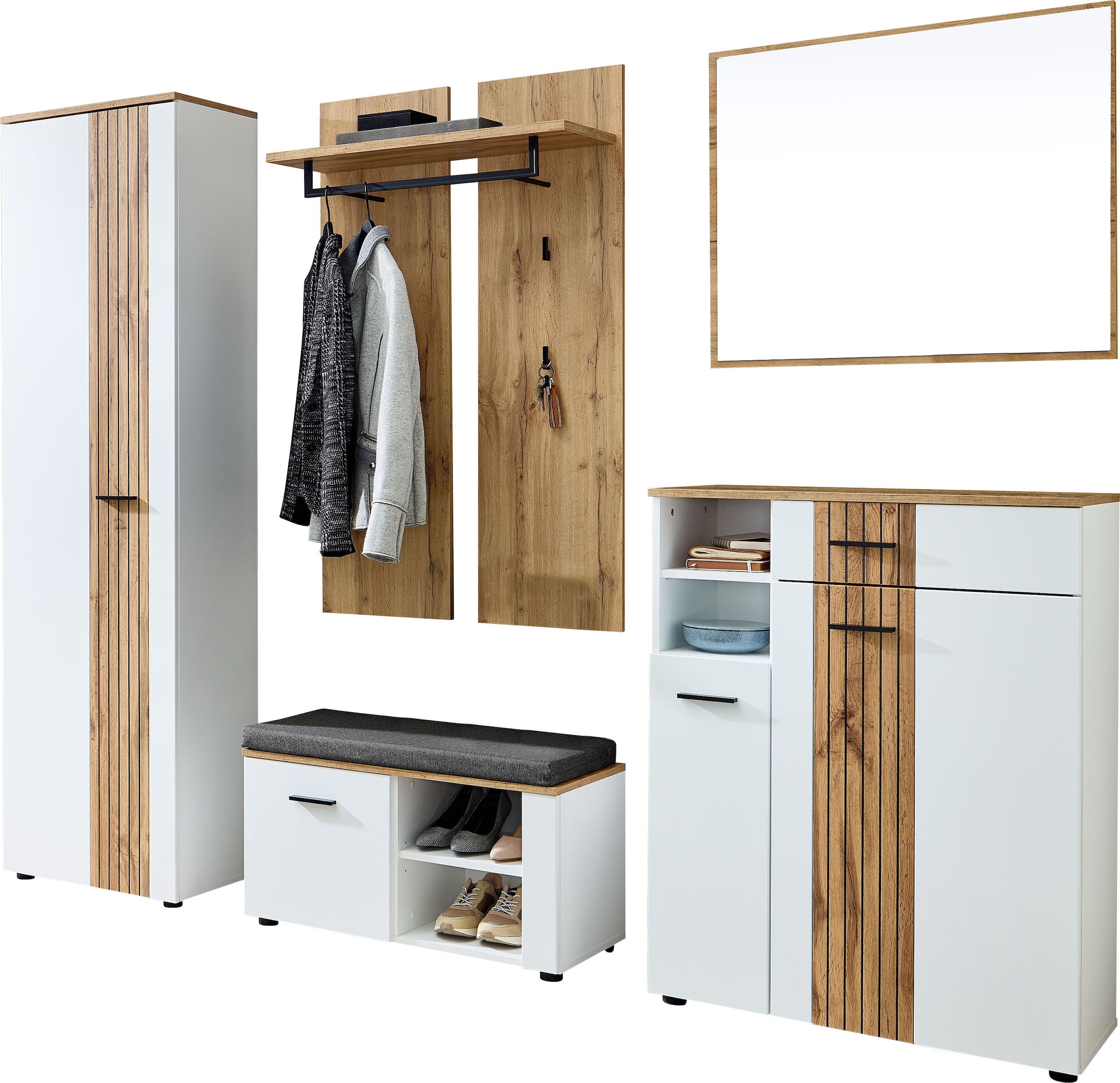 Innostyle Garderoben-Set »Garderobenset Sparks, 247x202x38cm (B/H/T)«, (5 St.)