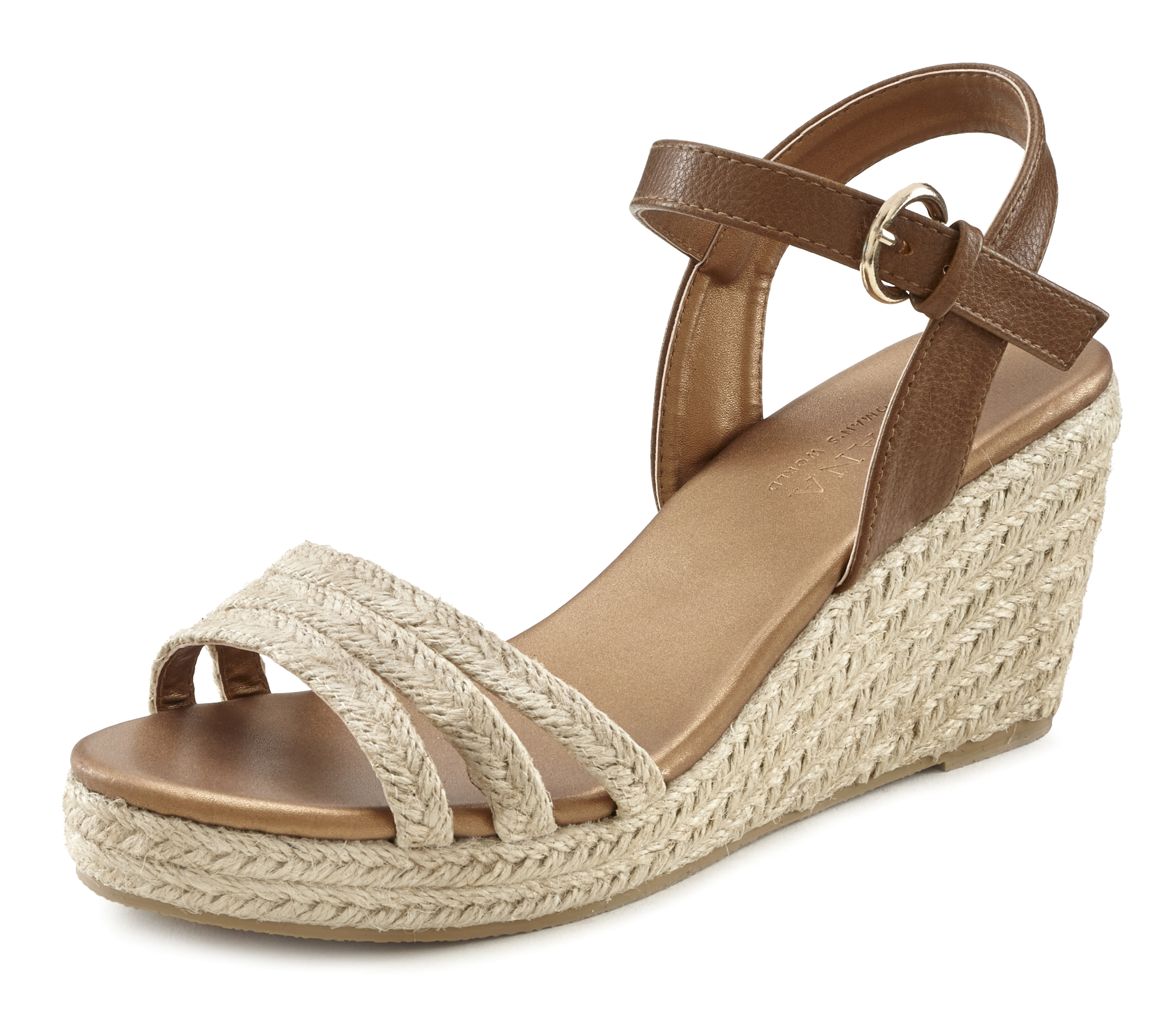 Sandalette, mit Keilabsatz in Bast-Optik VEGAN