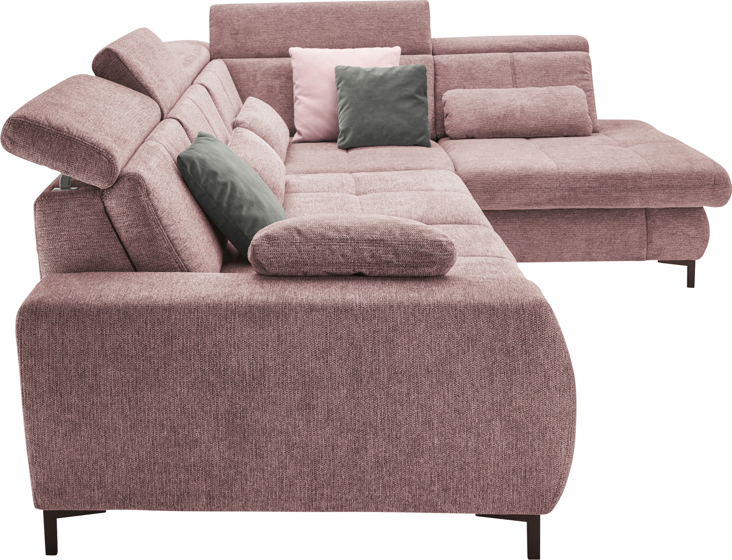 set one by Musterring Ecksofa »SO 3400 Sitzhöhe 47cm oder 49cm, Sitztiefe verstellbar, B/T 317/220 cm«, Kaltschaumpolsterung, Flachgewebe, whlw. mit weiteren Funktionen