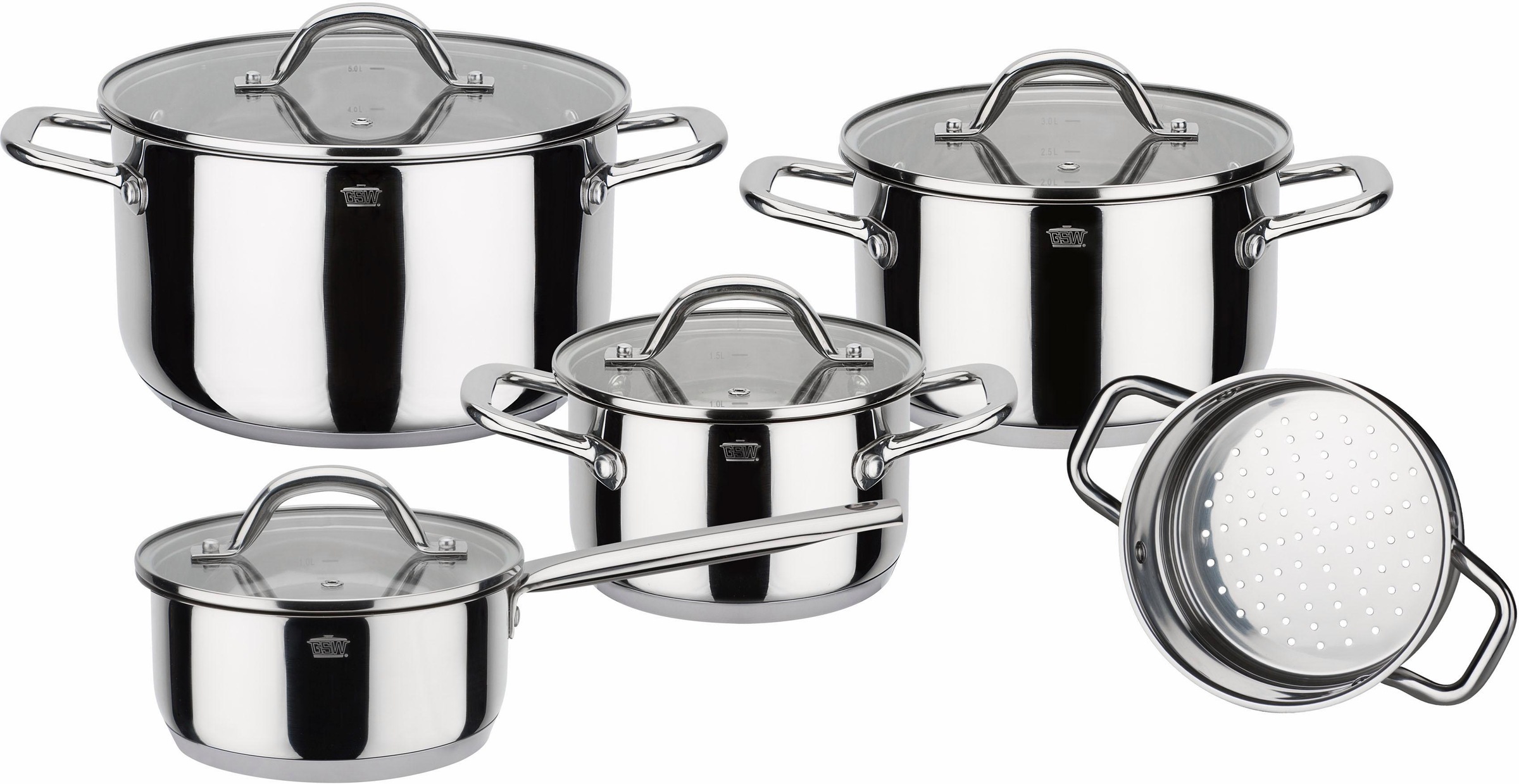 GSW Topf-Set "Meran" Set, je 1 Kochtopf 16/20/24 cm, 1 Stielkasserolle 16 c günstig online kaufen