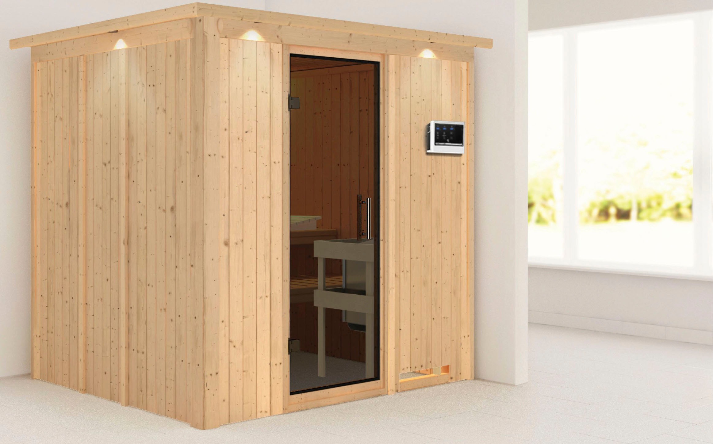 Karibu Sauna »Sodin« Set,  Ofen 9 KW externe Strg easy