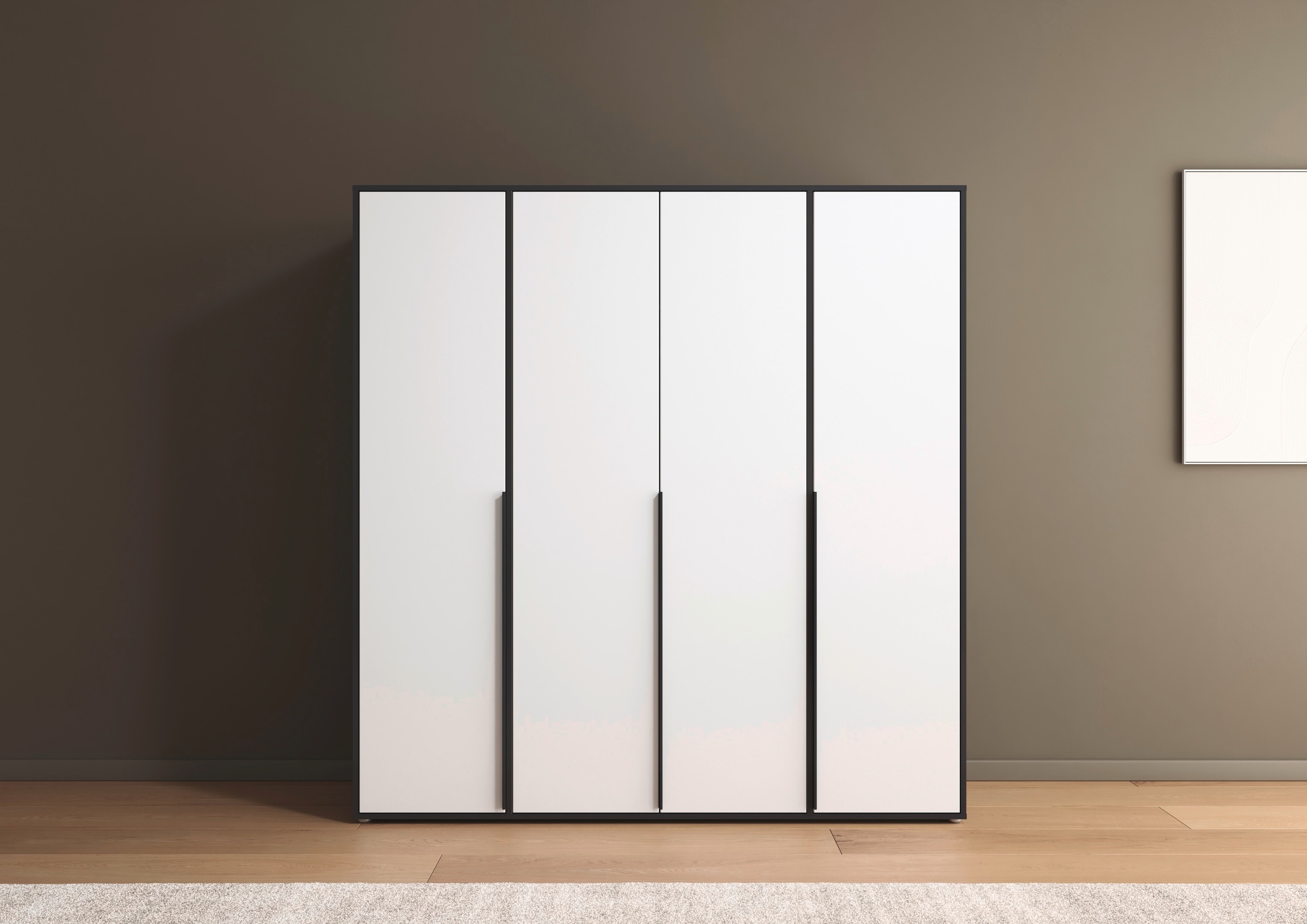 rauch Drehtürenschrank "Kleiderschrank Schrank Garderobe Wäscheschrank NAGATA viel Stauraum" in 3 verschiedenen Ausstattungen BASIC/CLASSIC/PREMIUM, mit modernen Stangengriffen in Graumetallic TOPSELLER MADE IN GERMANY