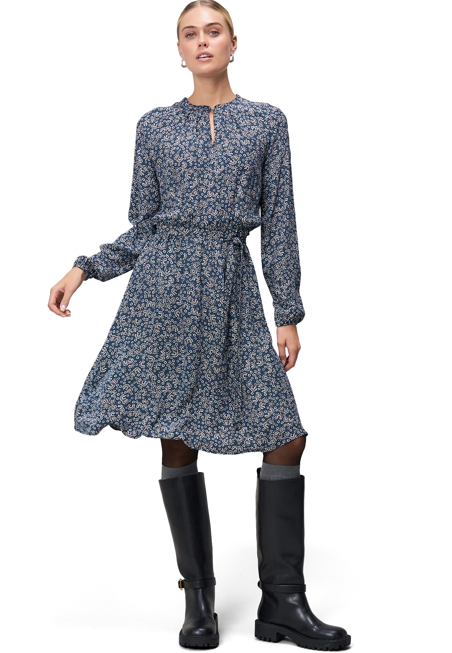 Zero Druckkleid "zero Damen Crepè-Kleid mit Bindegürtel", Gürtel günstig online kaufen