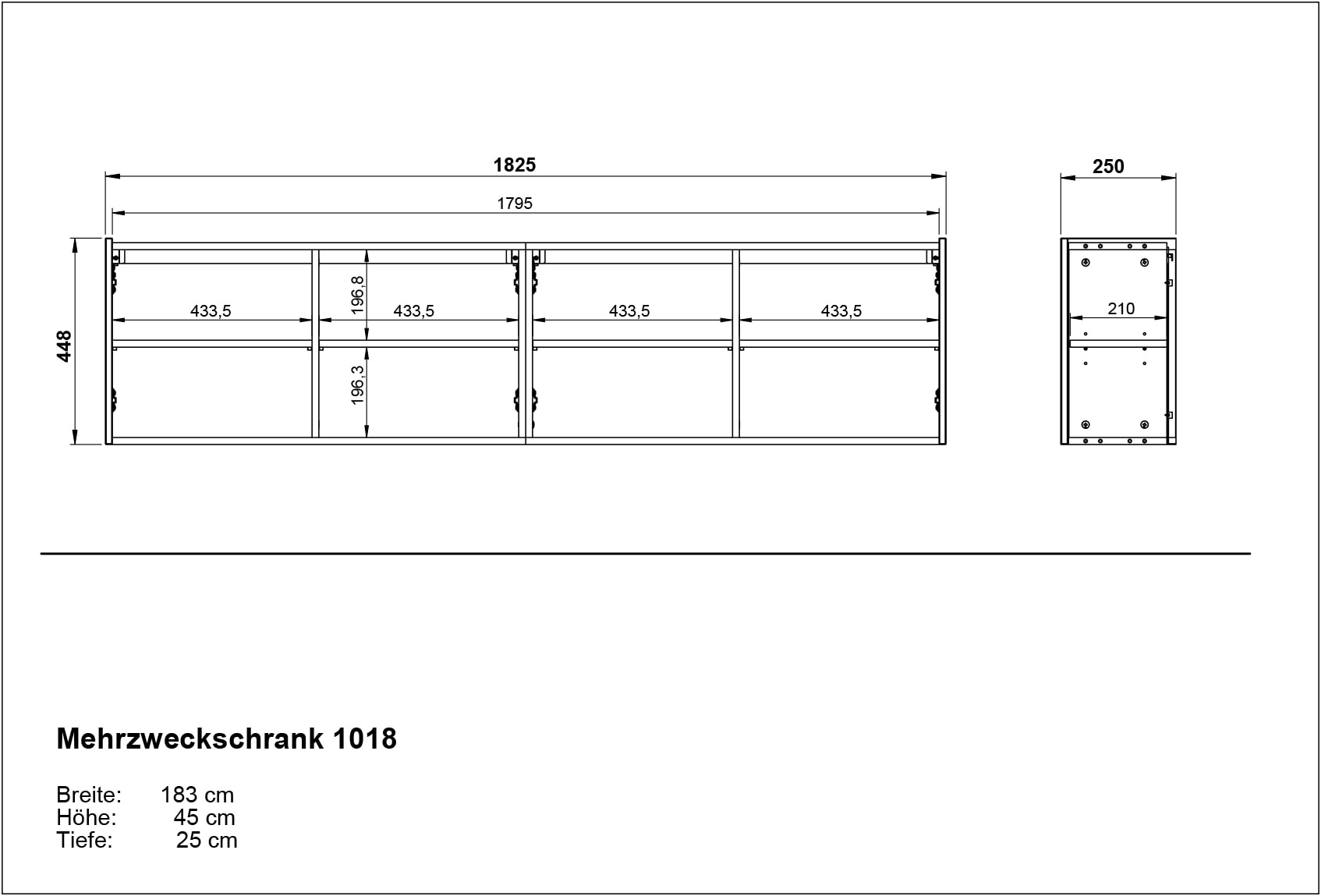 GERMANIA Mehrzweckschrank »Libbiano«, mit Balkonoptik
