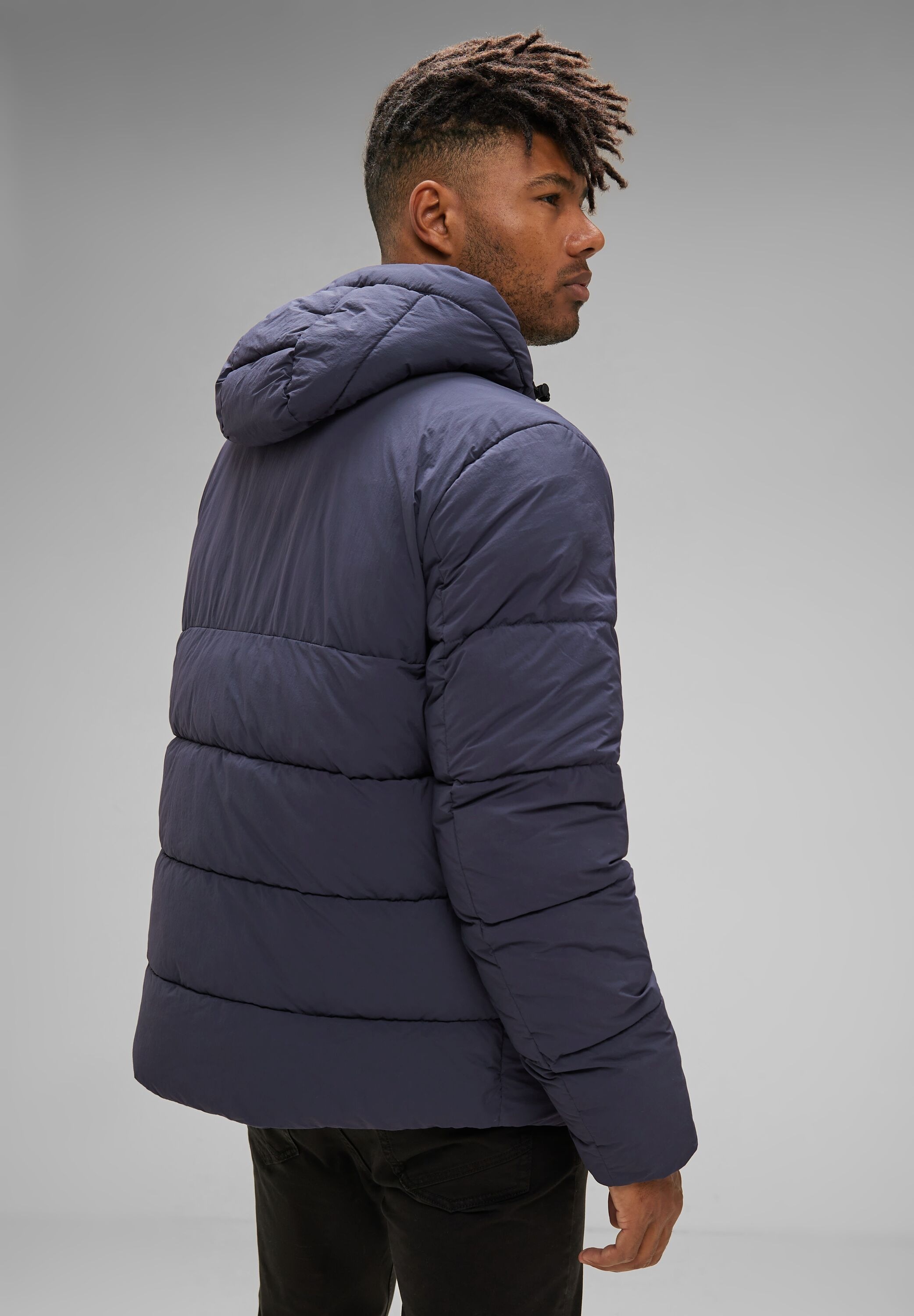 STREET ONE MEN Steppjacke, mit Kapuze, in Unifarbe günstig online kaufen